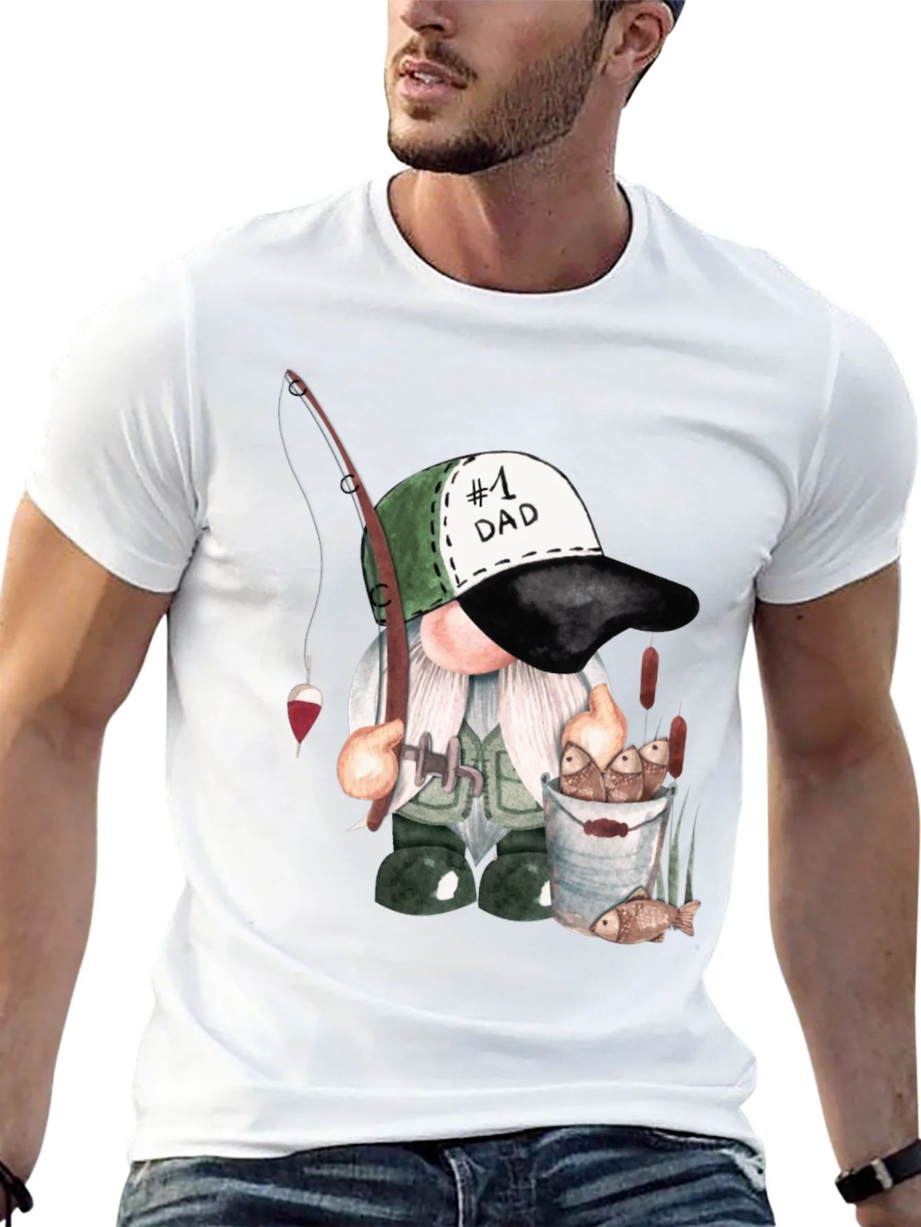 Fishing Gnome Dad T-Shirt