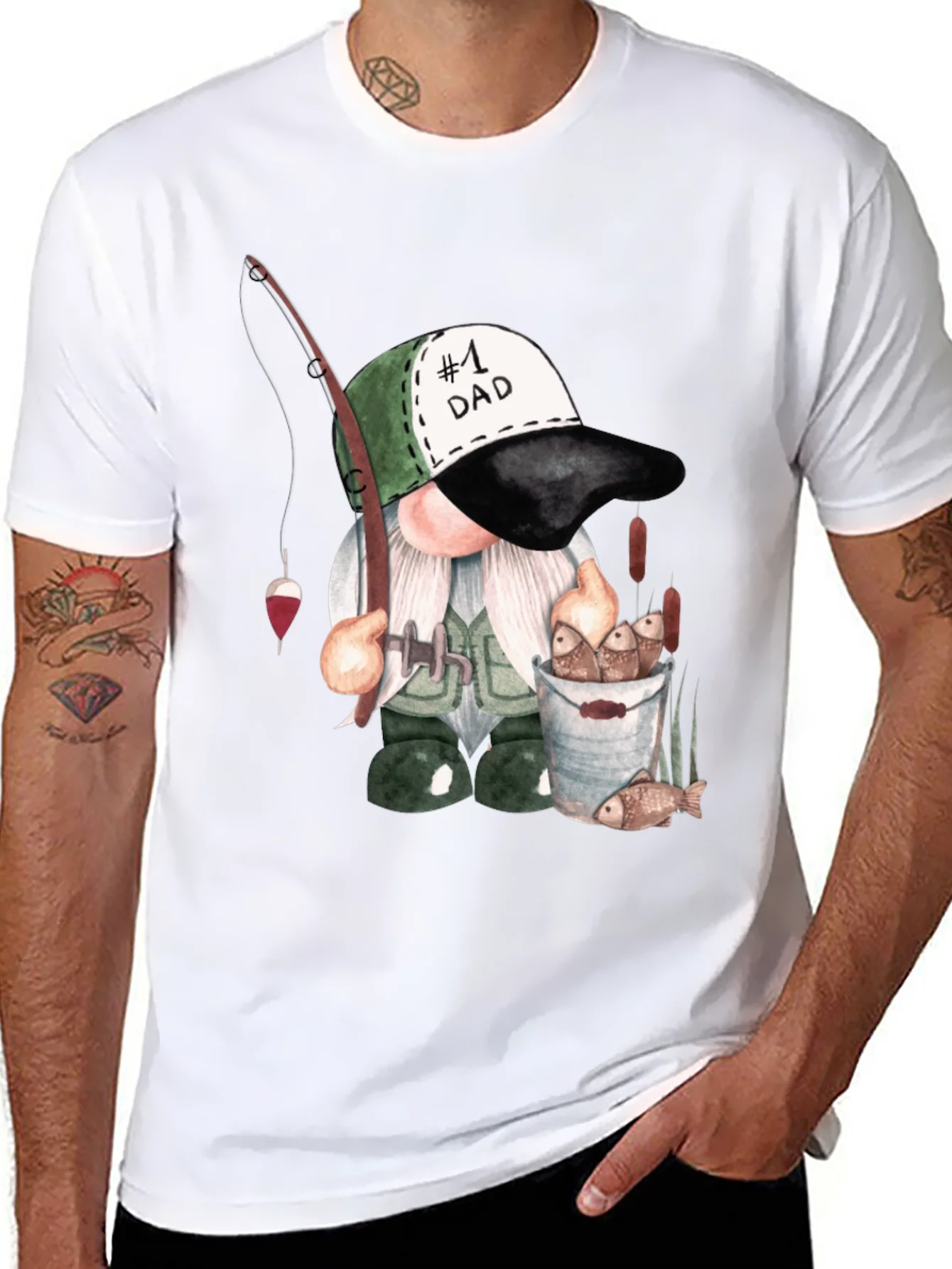 Fishing Gnome Dad T-Shirt