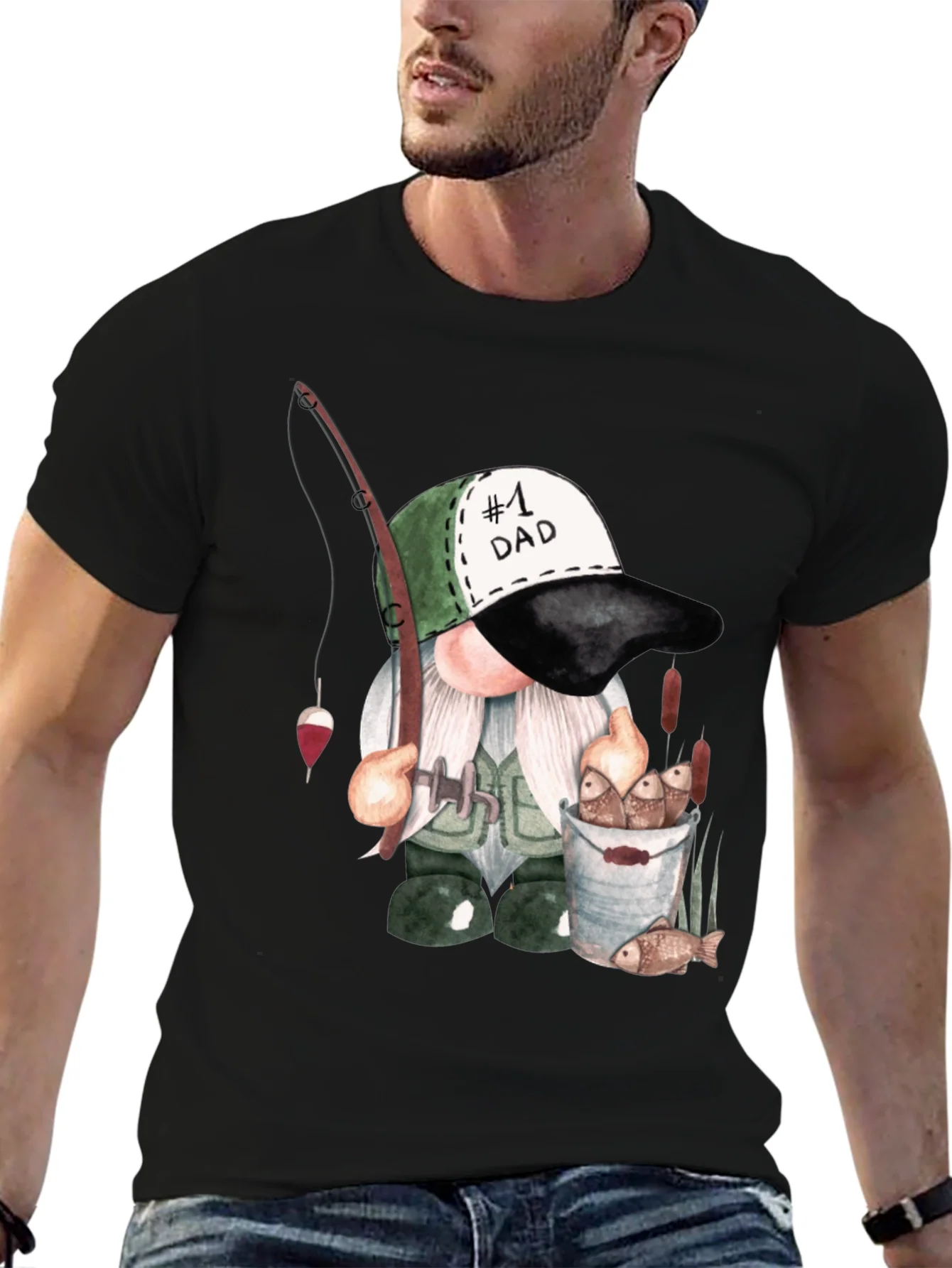 Fishing Gnome Dad T-Shirt