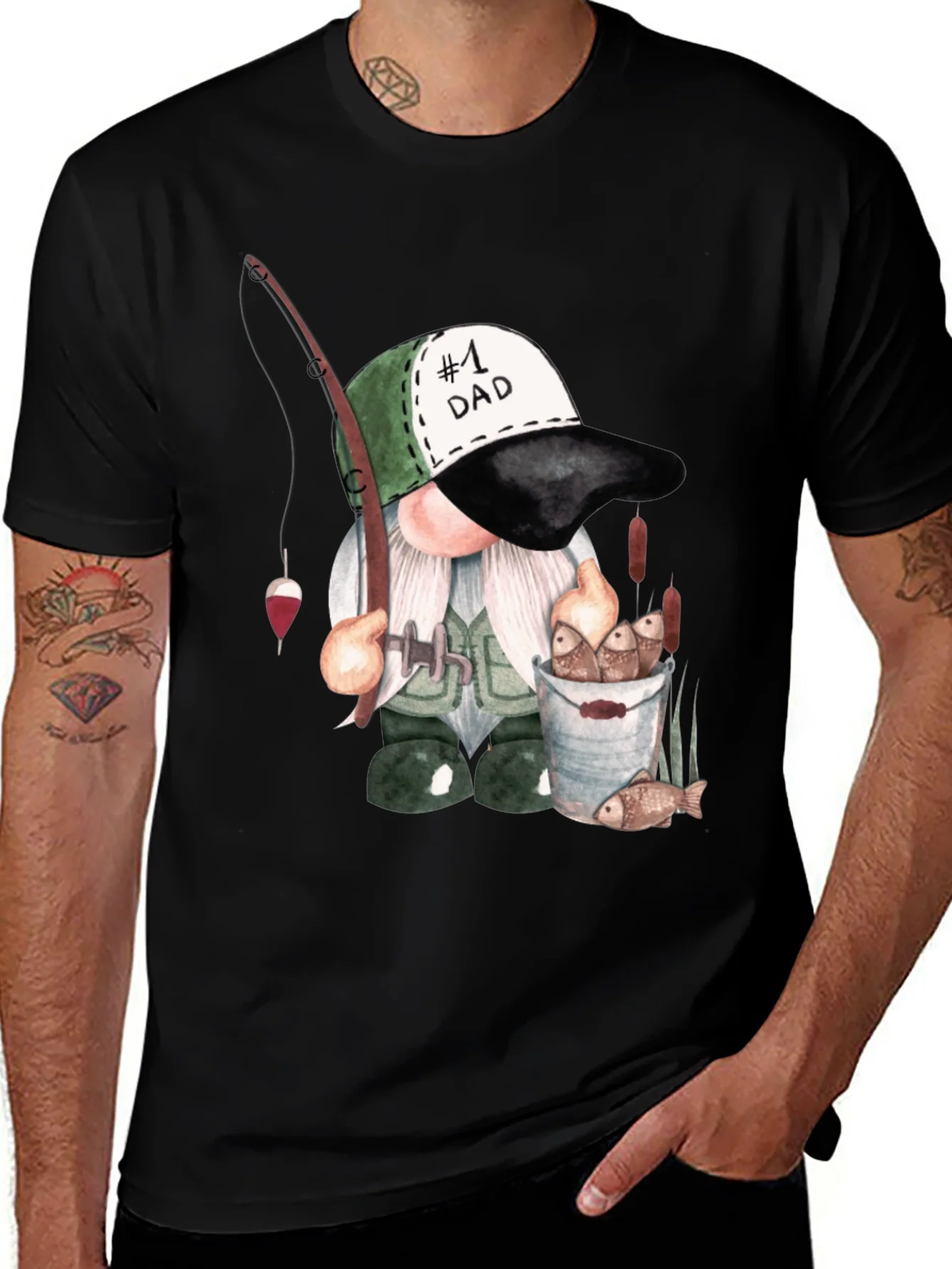Fishing Gnome Dad T-Shirt