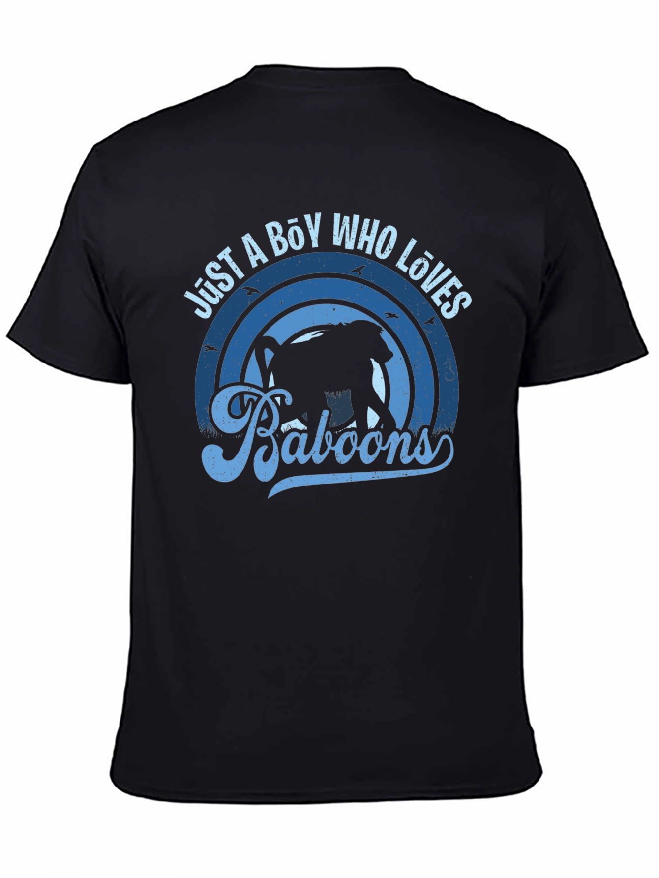 Just A Boy Who Loves Baboons Black Graphic T-Shirt