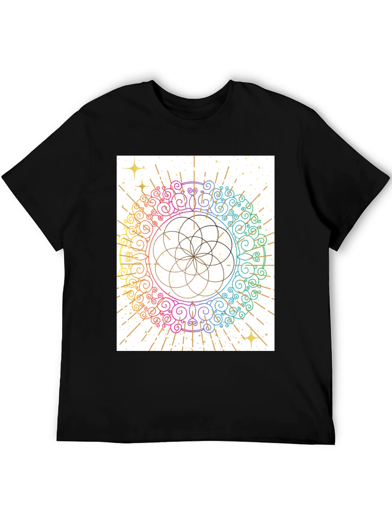 Rainbow Mandala Graphic Tee - Unique Design