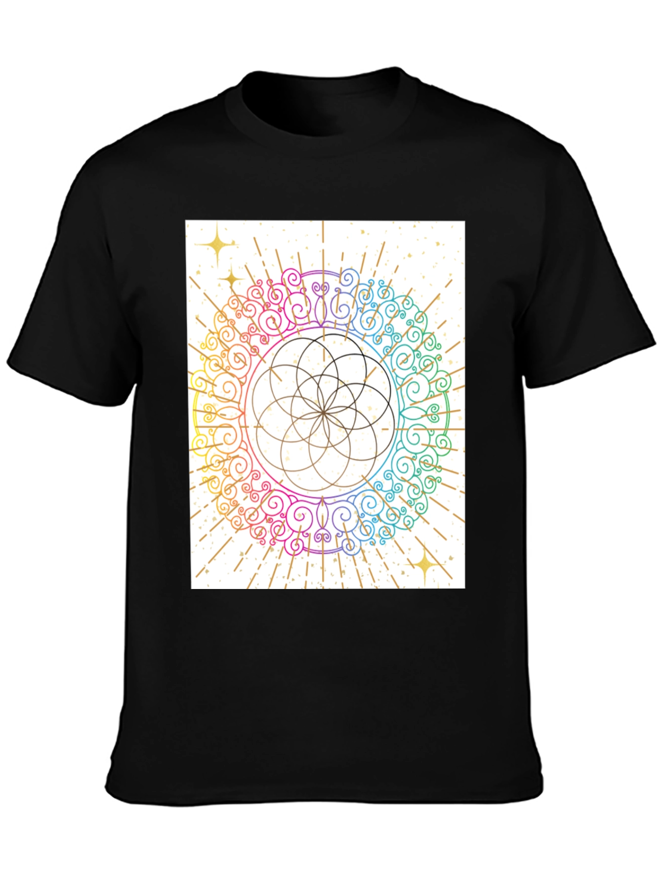 Rainbow Mandala Graphic Tee - Unique Design