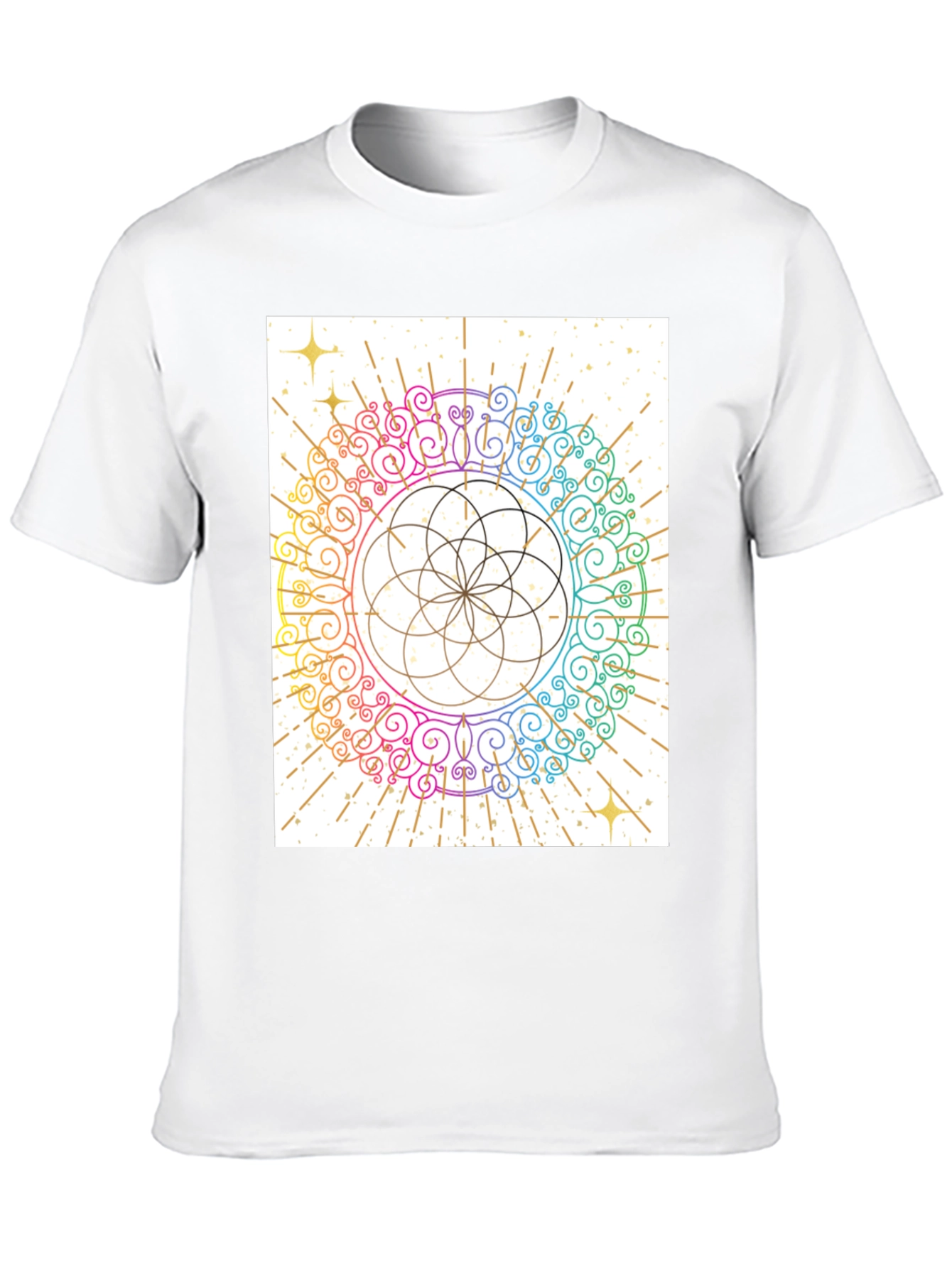 Rainbow Mandala Graphic Tee - Unique Design