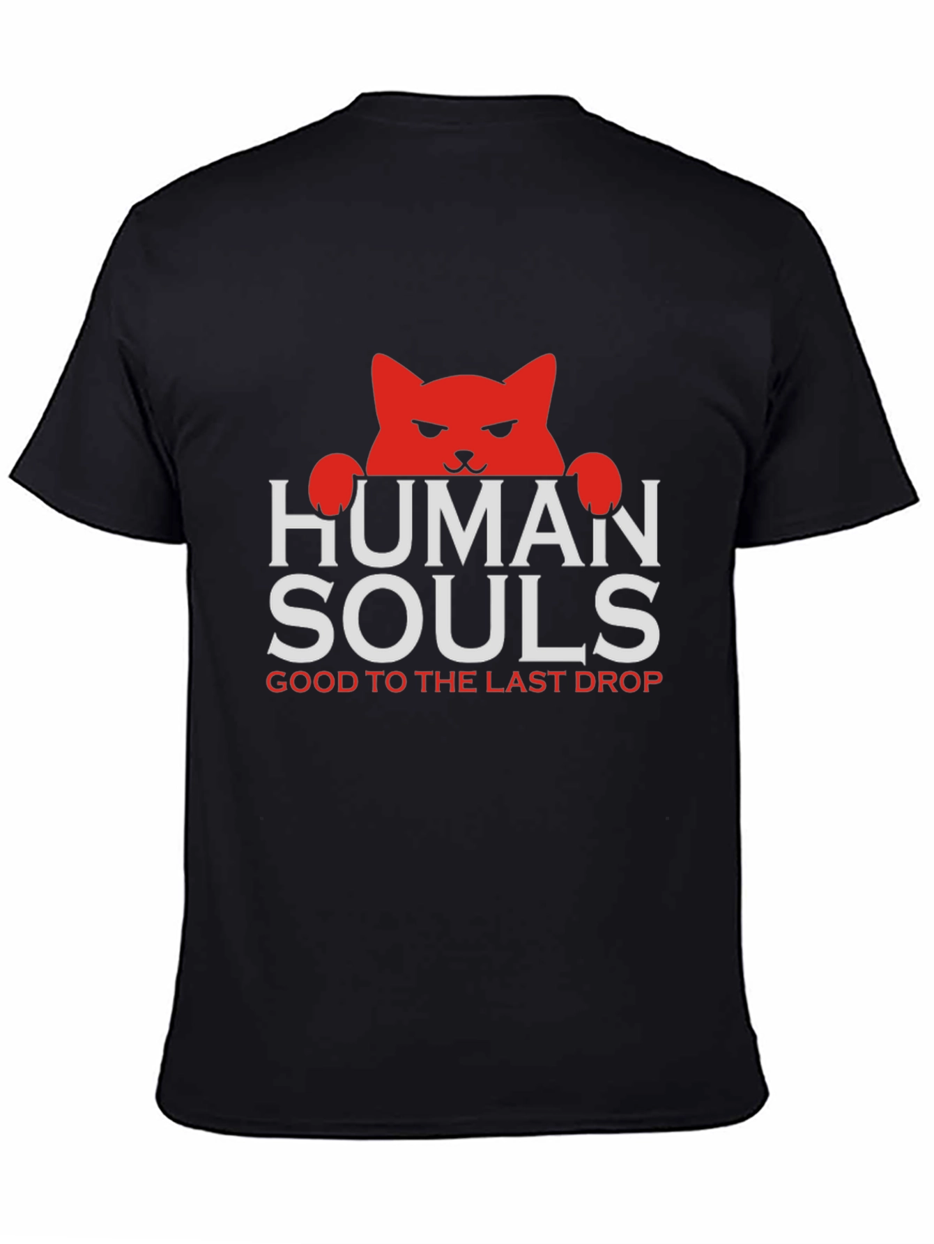 Human Souls Cat Graphic Black T-Shirt