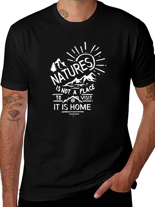 Nature is Home Graphic Tee - Black Crew Neck T-Shirt