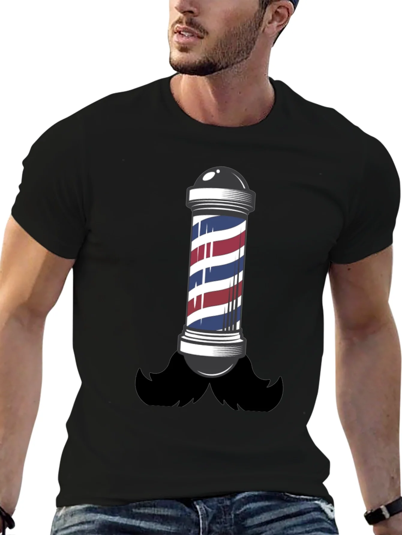 Barber Pole Mustache T-Shirt