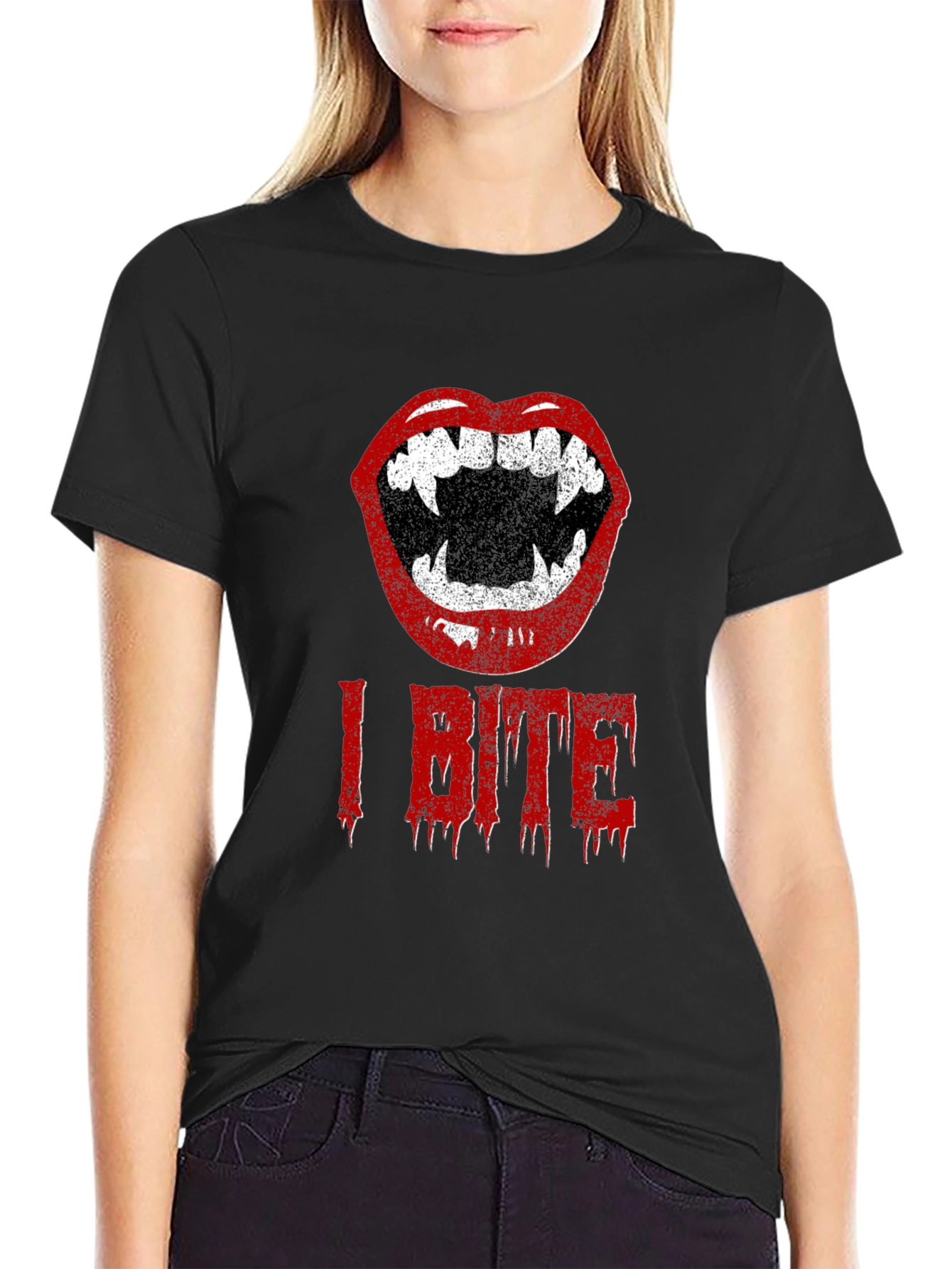 I Bite Vampire Lips Halloween T-Shirt