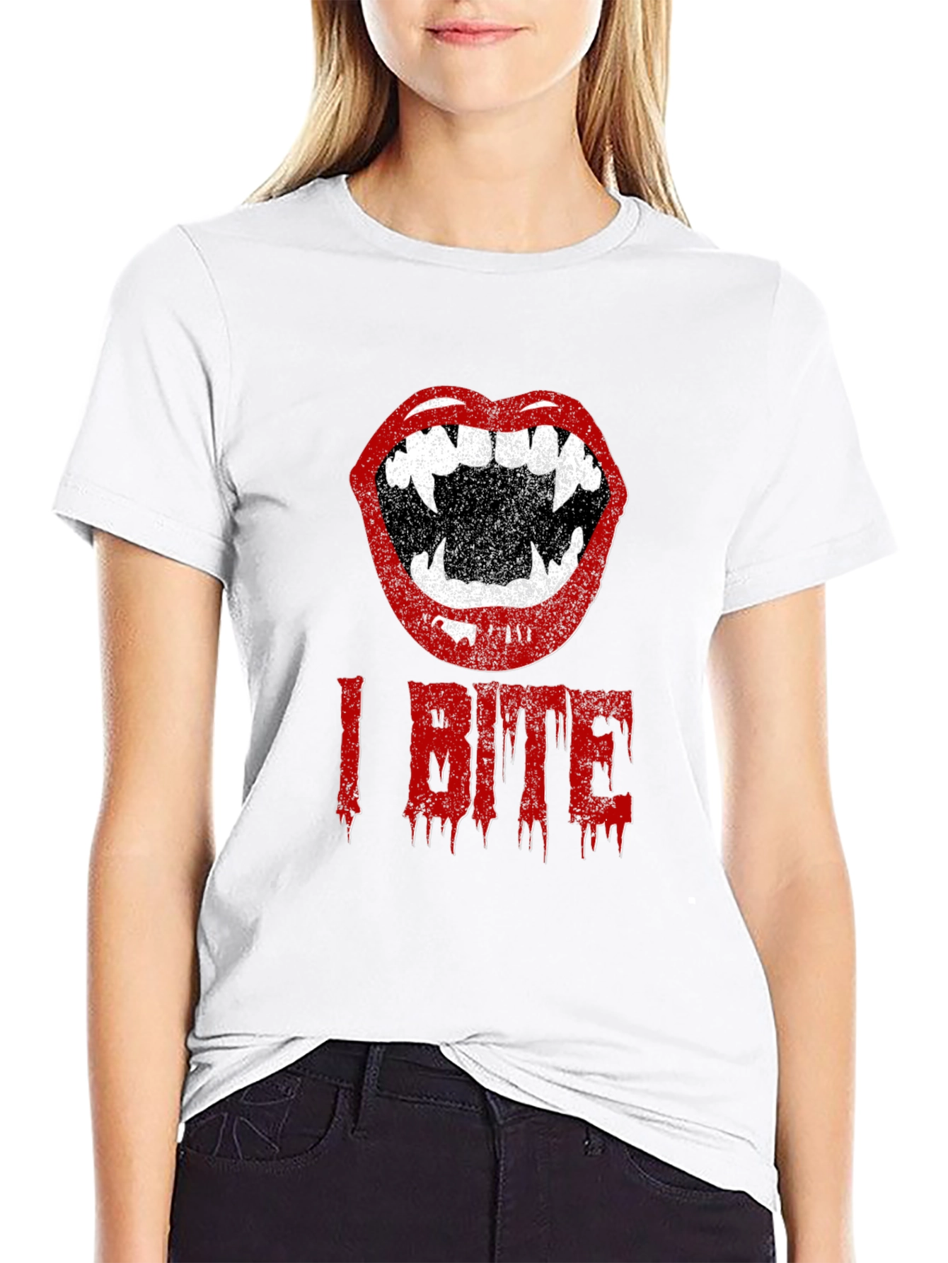 I Bite Vampire Lips Halloween T-Shirt