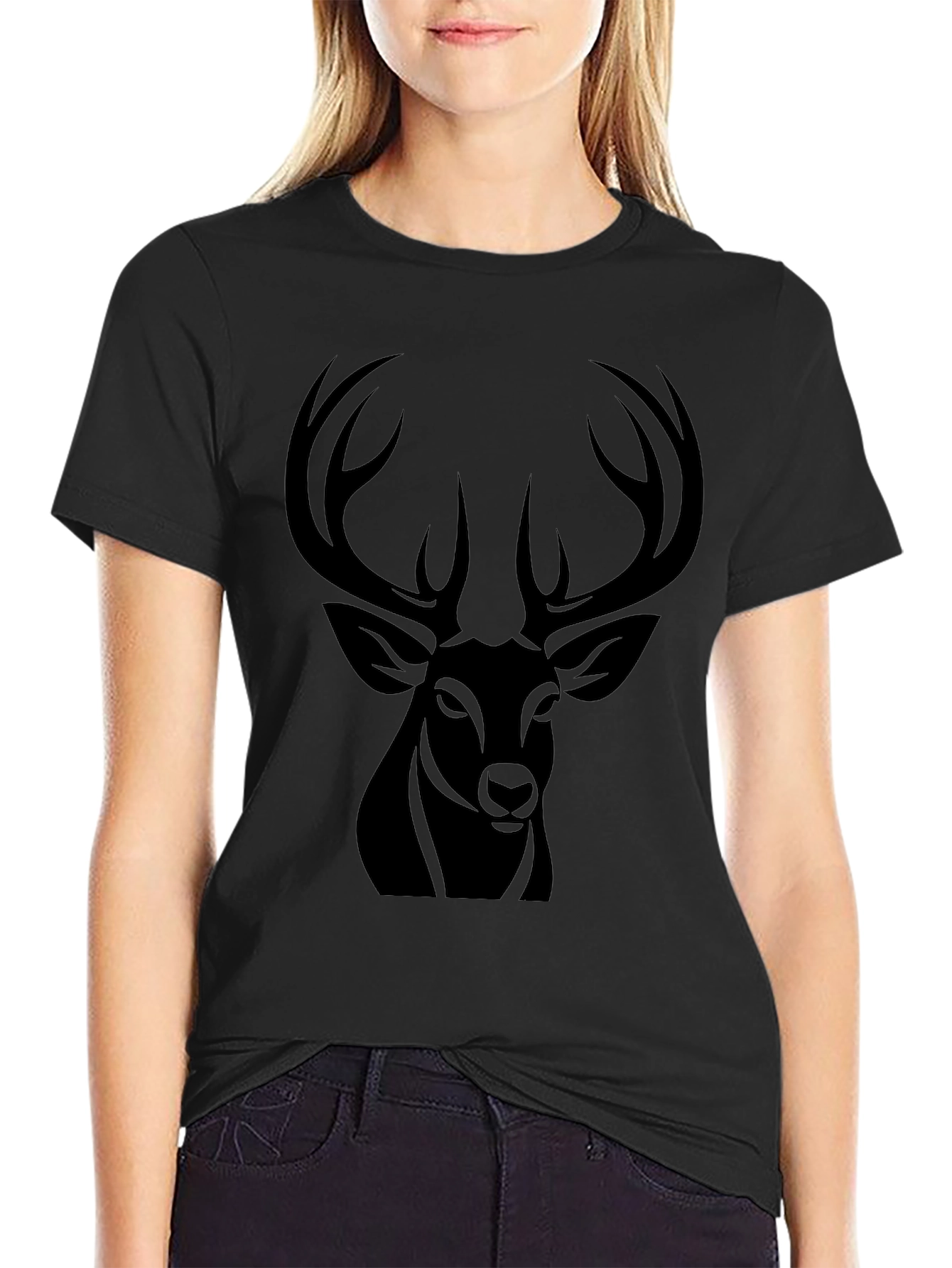 Black Deer Graphic Tee - Mens Casual Fashion