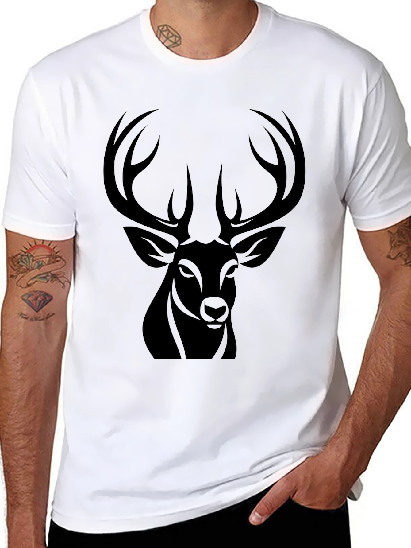 Black Deer Graphic Tee - Mens Casual Fashion