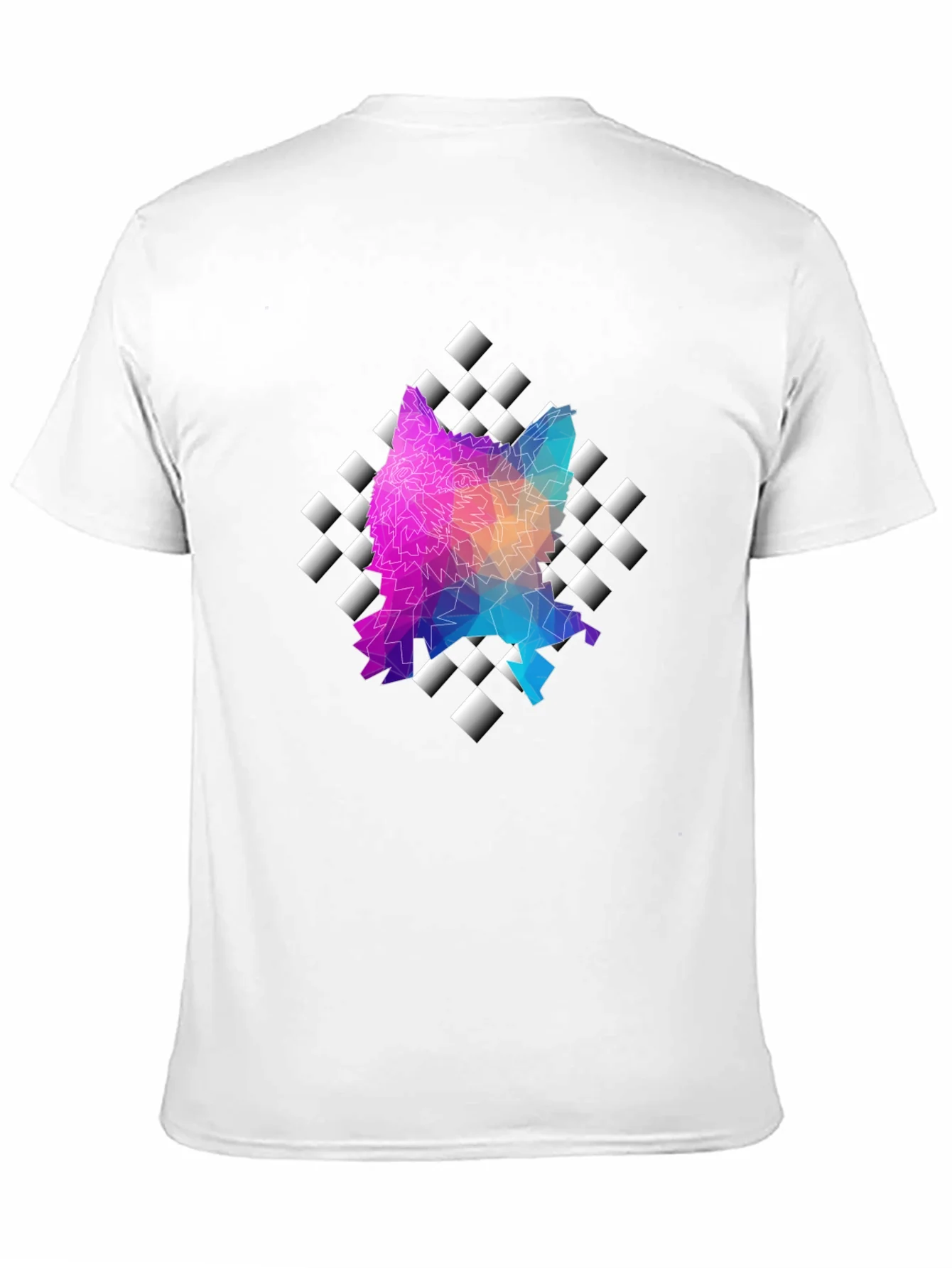Geometric Wolf Graphic Black Tee