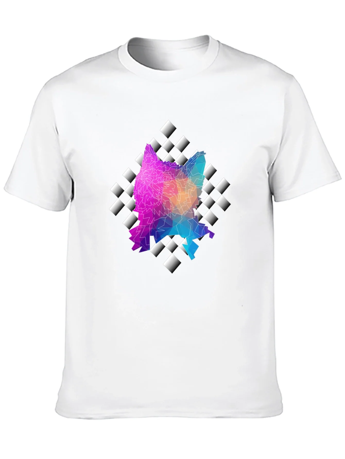 Geometric Wolf Graphic Black Tee