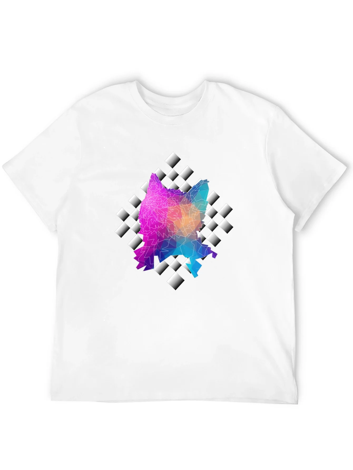 Geometric Wolf Graphic Black Tee