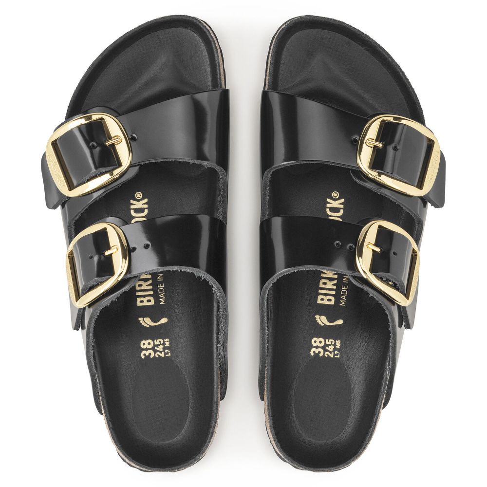 Birkenstock Women's Arizona Big Buckle Natural Leather Patent in High Shine Black