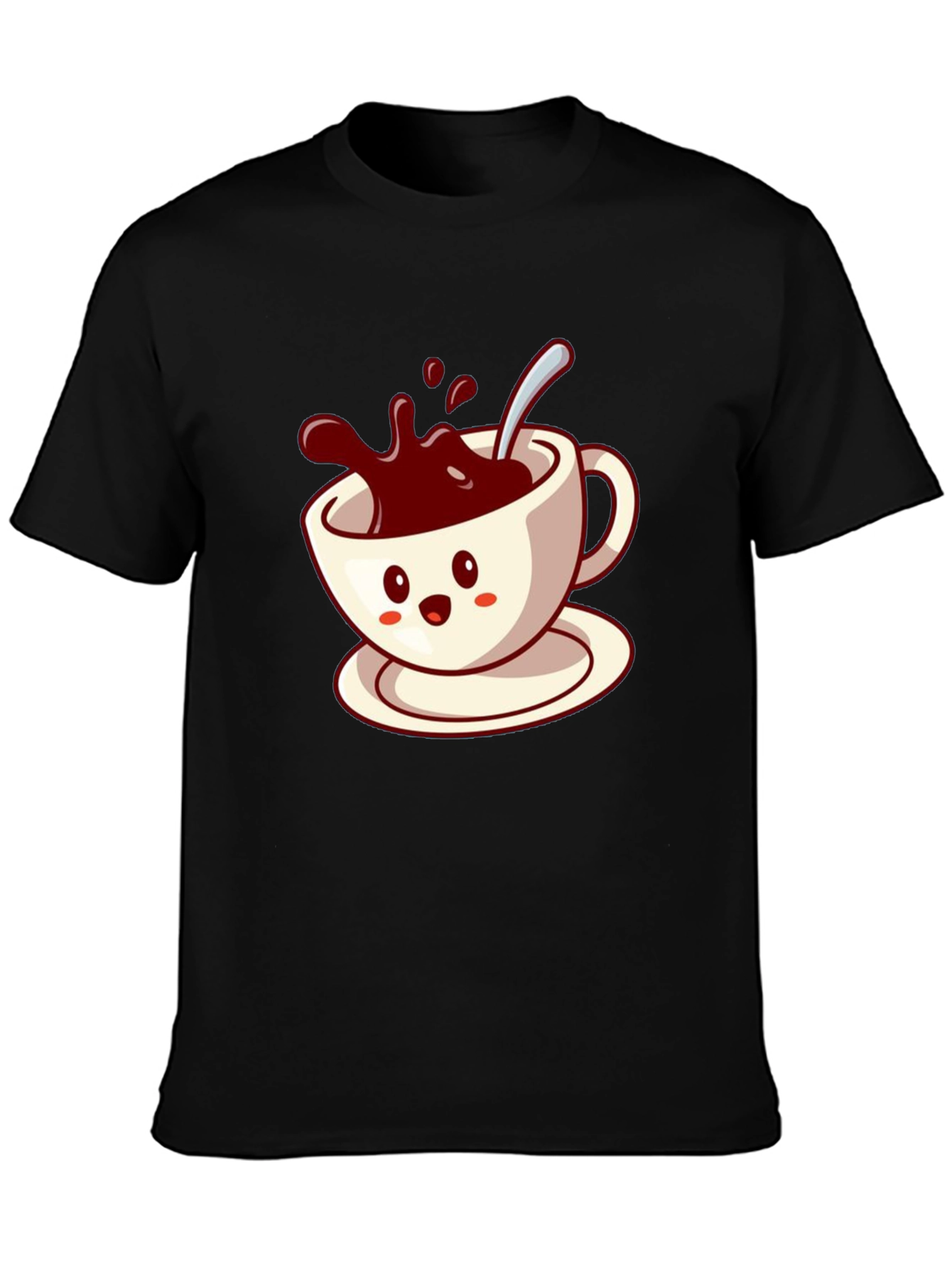 Cute Coffee Cup Graphic Tee - Black Casual Shirt