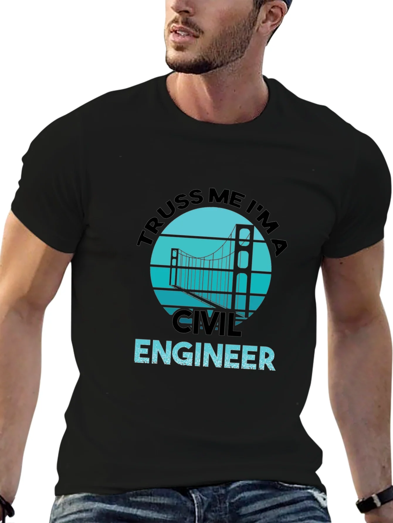 Truss Me Im A Civil Engineer Black Graphic T-Shirt