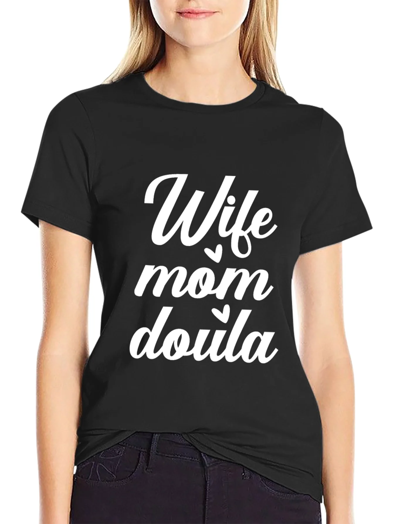 Wife Mom Doula T-Shirt - Black Tee