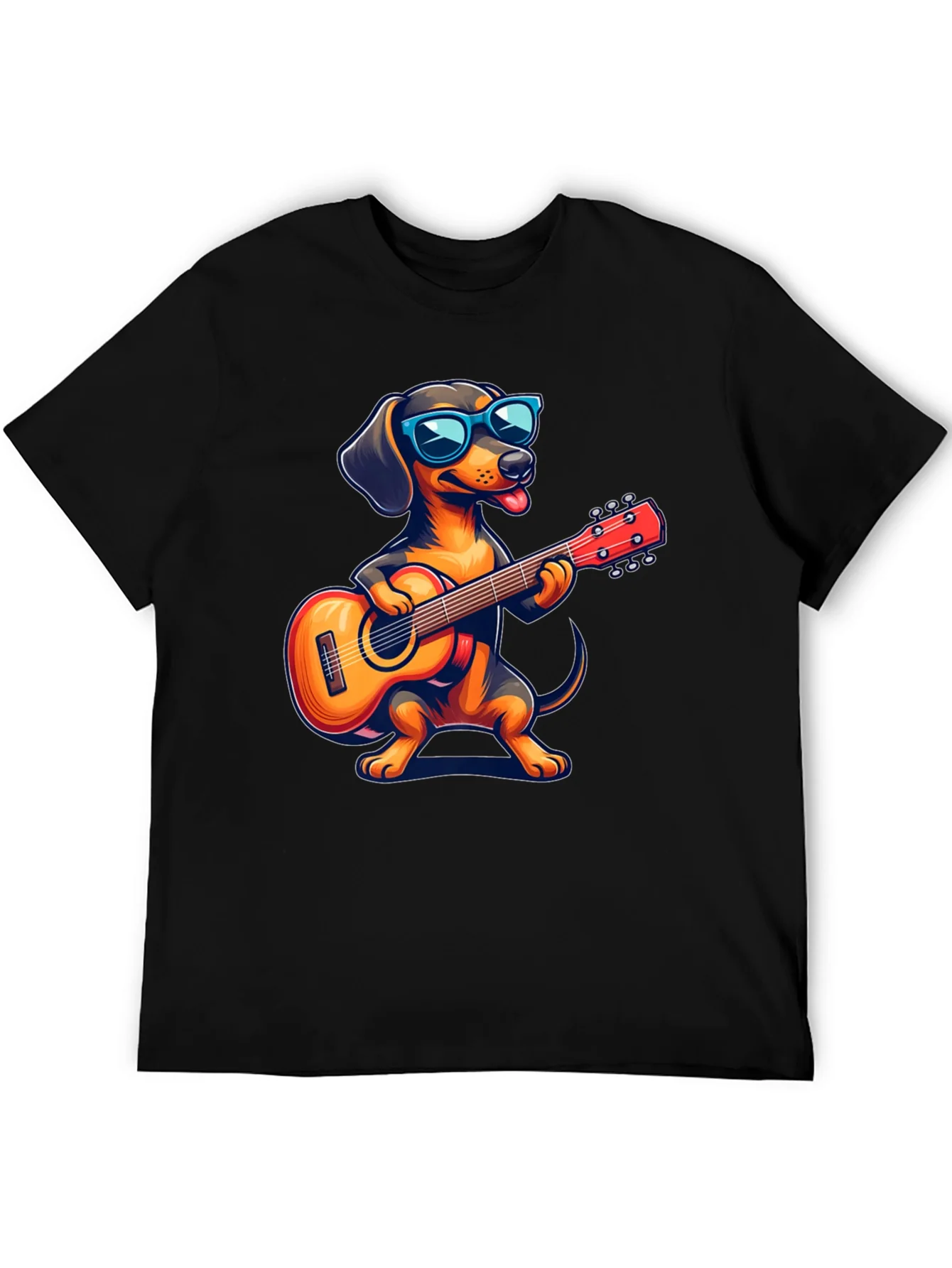Dachshund Guitarist T-Shirt - Cool Dog Playing Music!