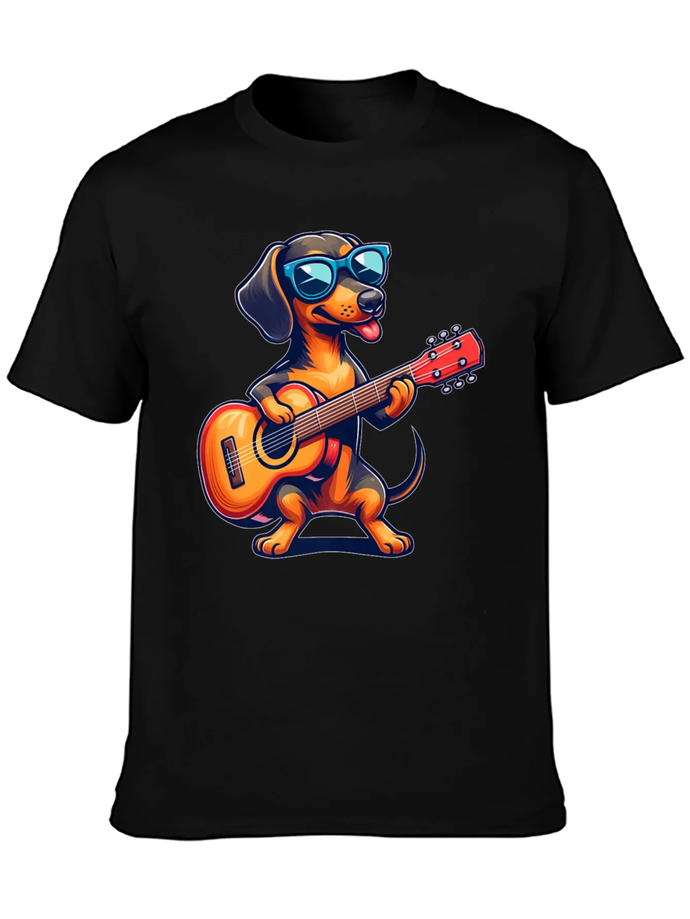 Dachshund Guitarist T-Shirt - Cool Dog Playing Music!