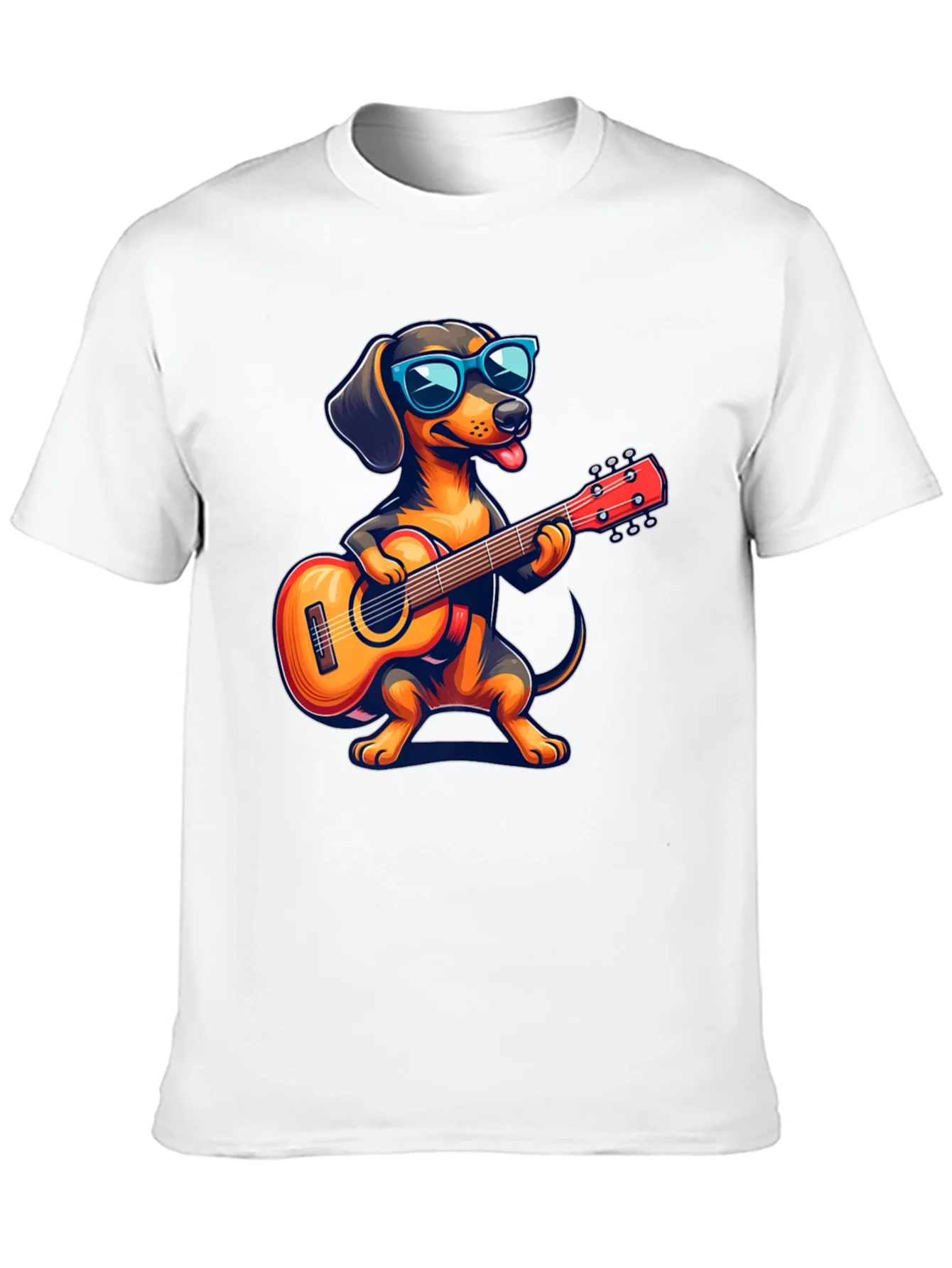 Dachshund Guitarist T-Shirt - Cool Dog Playing Music!