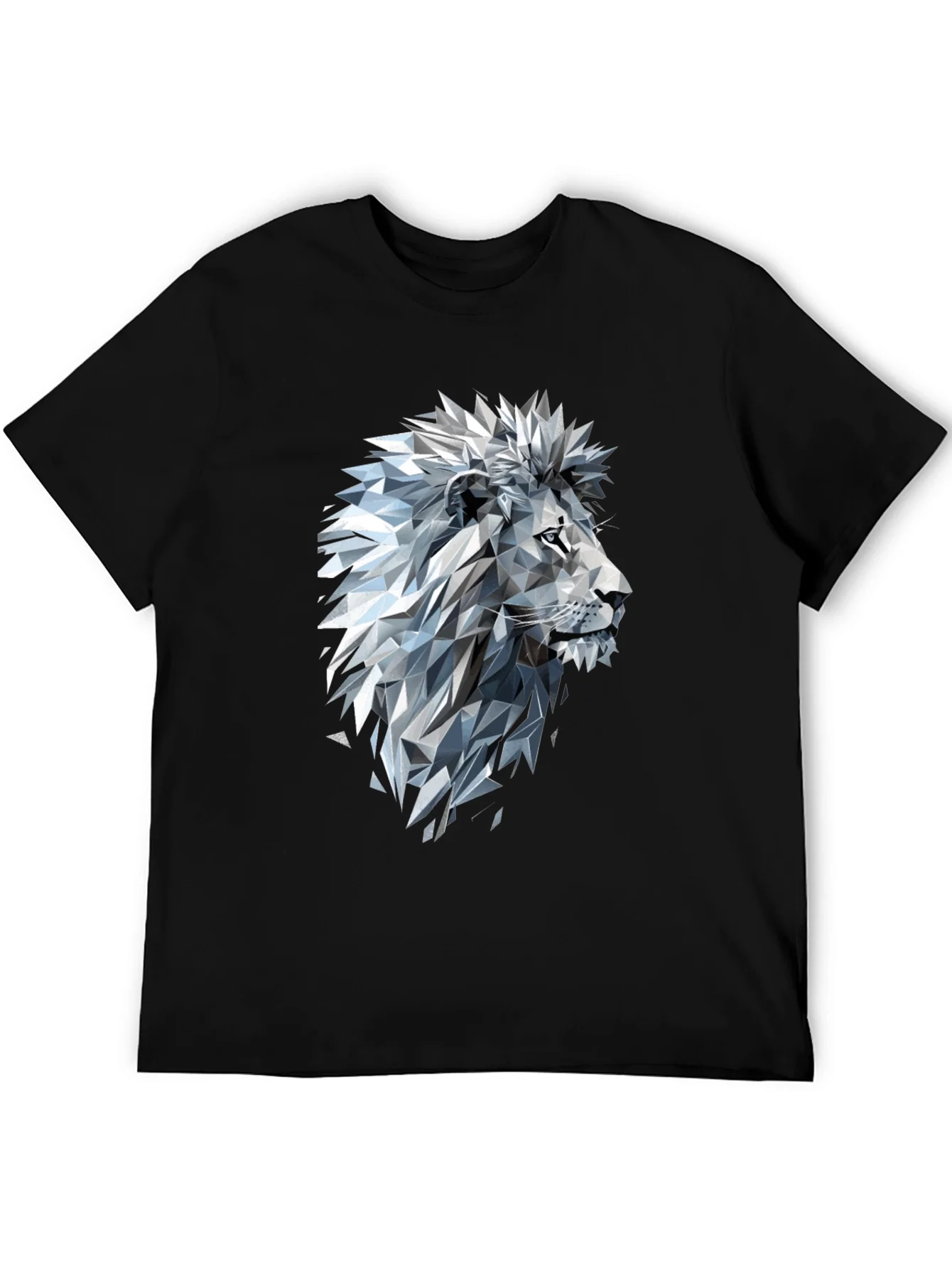 Geometric Lion Graphic Black T-Shirt