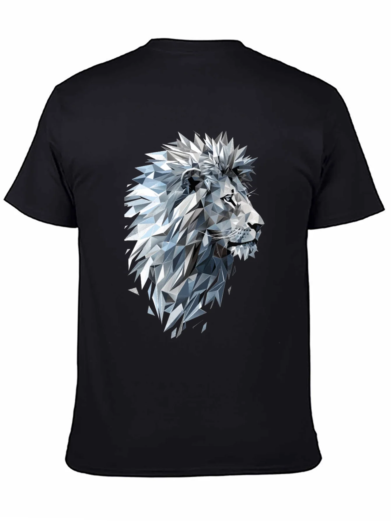 Geometric Lion Graphic Black T-Shirt