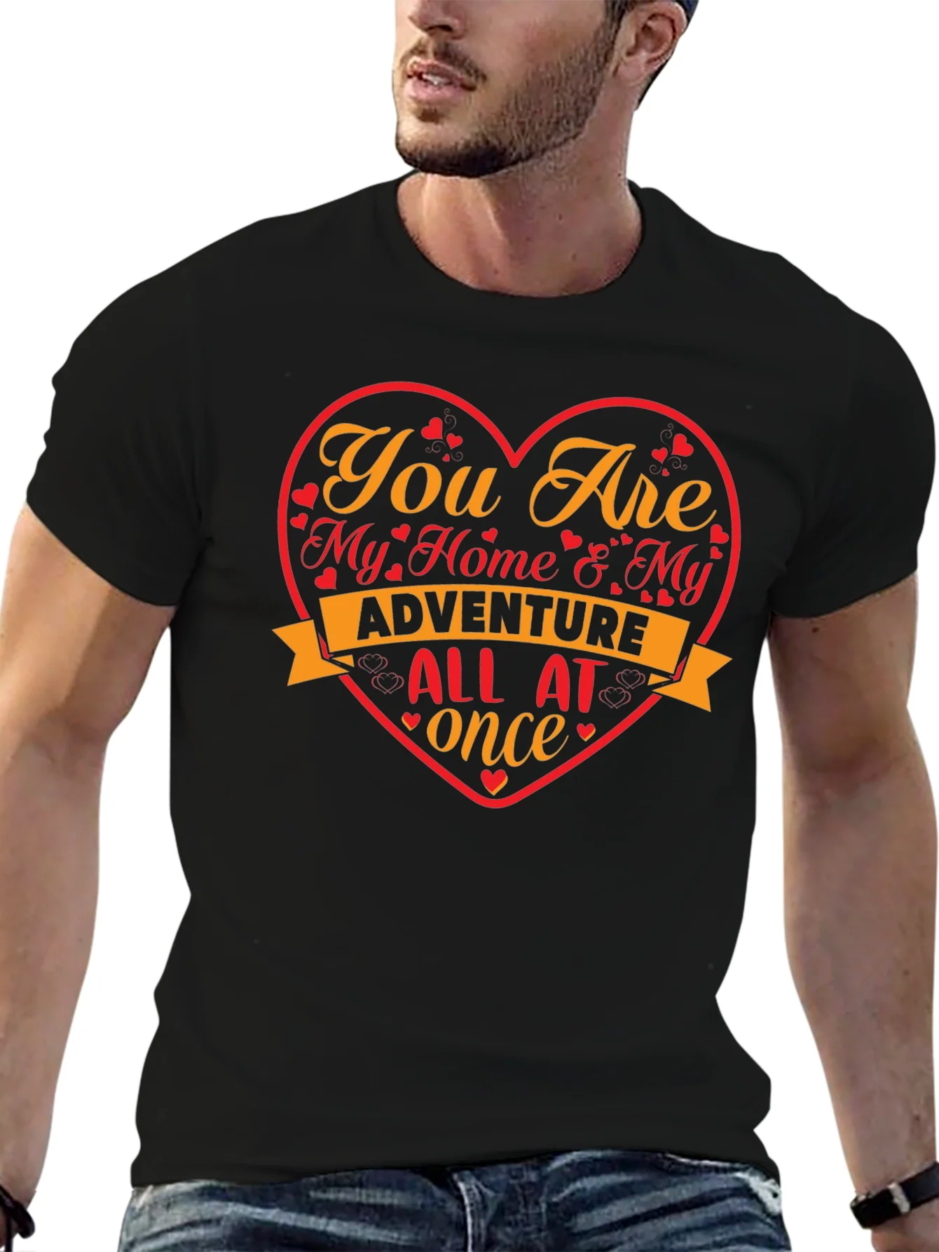 Romantic Heart T-Shirt - My Home & My Adventure