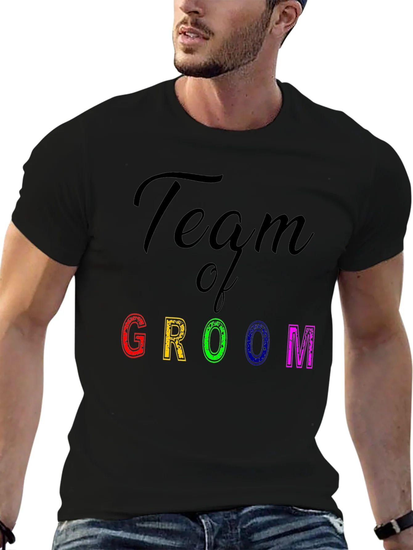 Team of Groom Black Graphic T-Shirt
