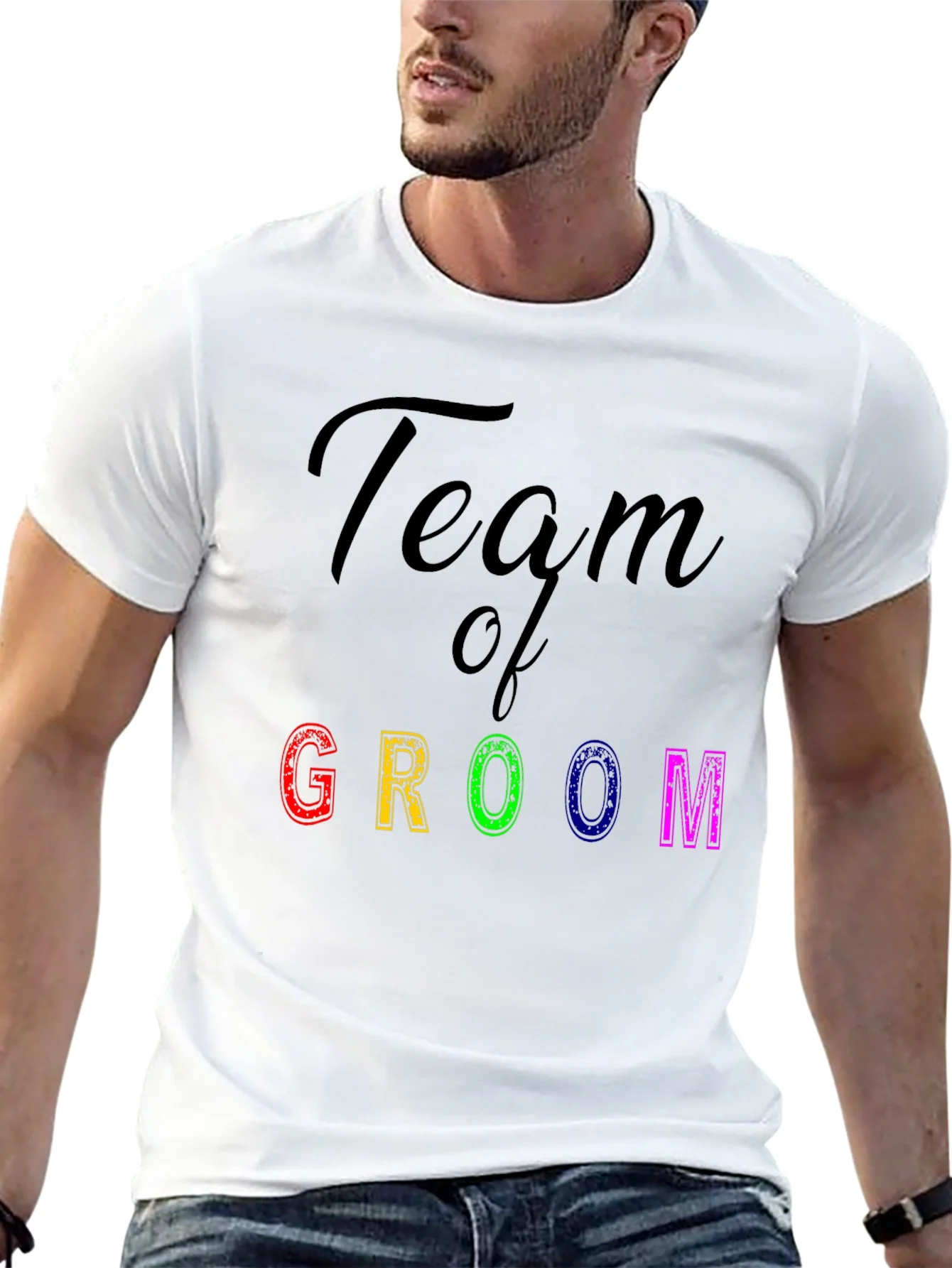 Team of Groom Black Graphic T-Shirt