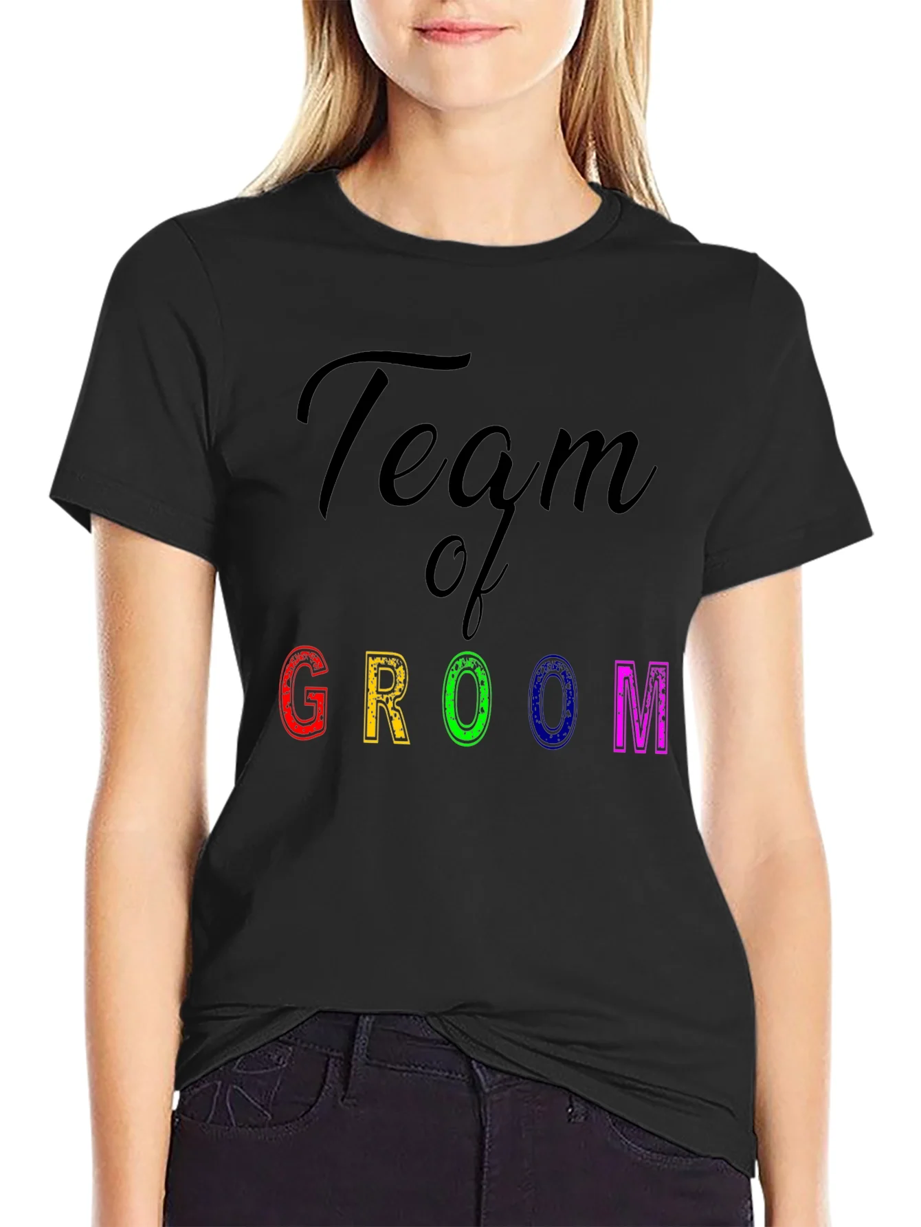 Team of Groom Black Graphic T-Shirt