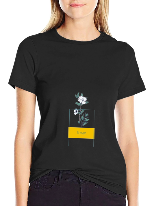 Floral Graphic Print Black T-Shirt