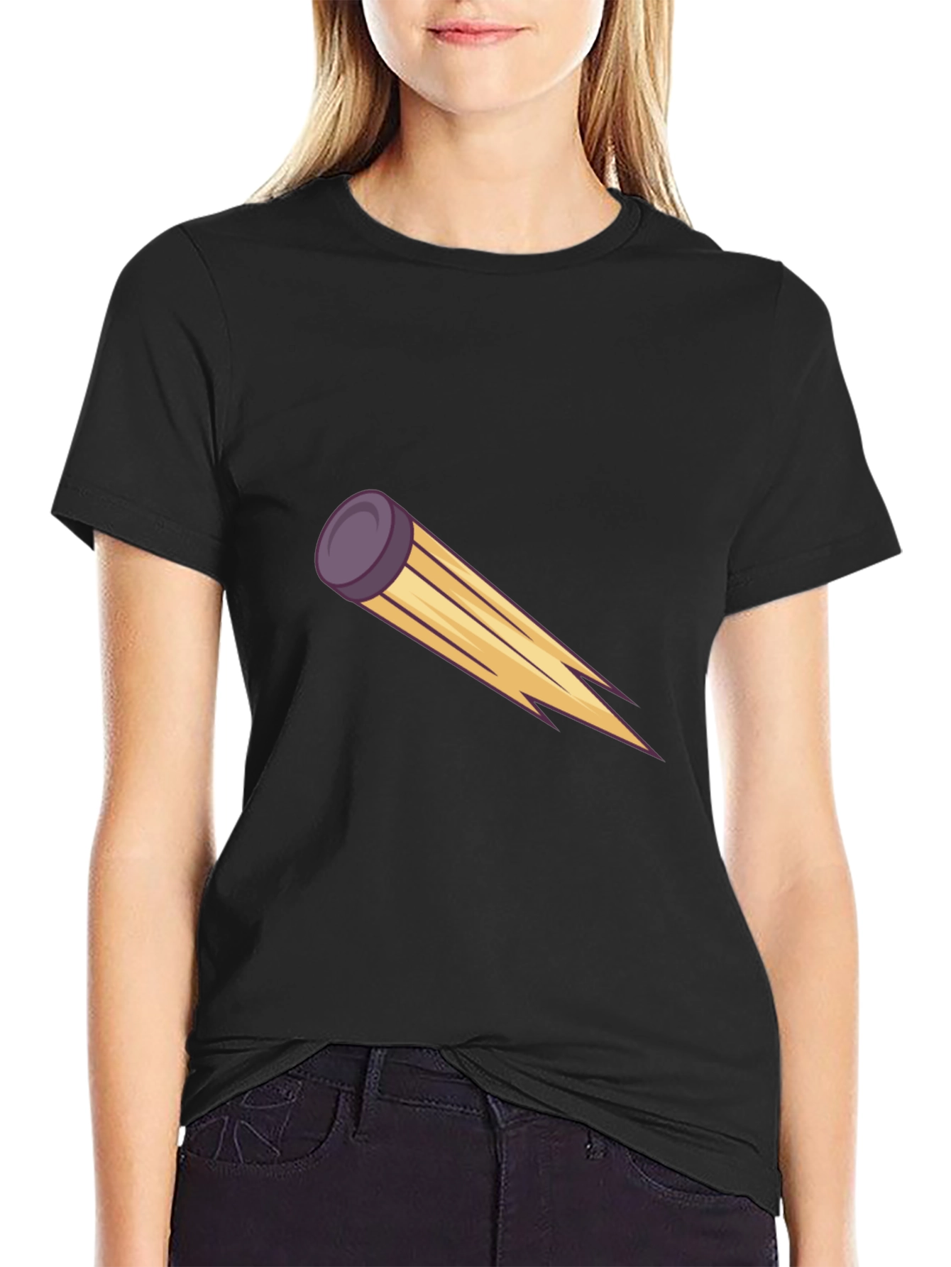 Mens Black Tee with Graphic Flying Disc