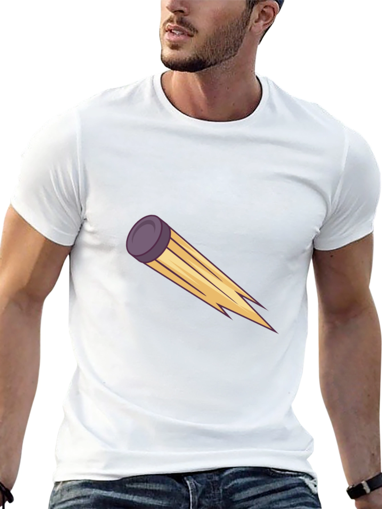 Mens Black Tee with Graphic Flying Disc
