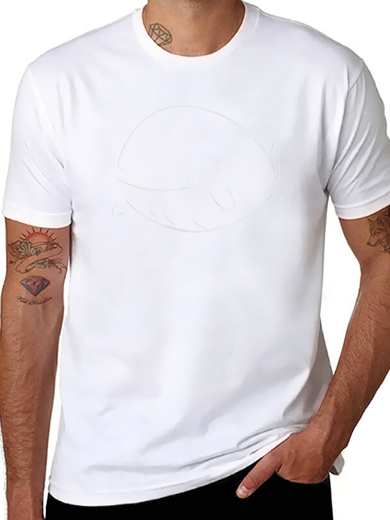 Minimalist Whale Graphic Tee - Black