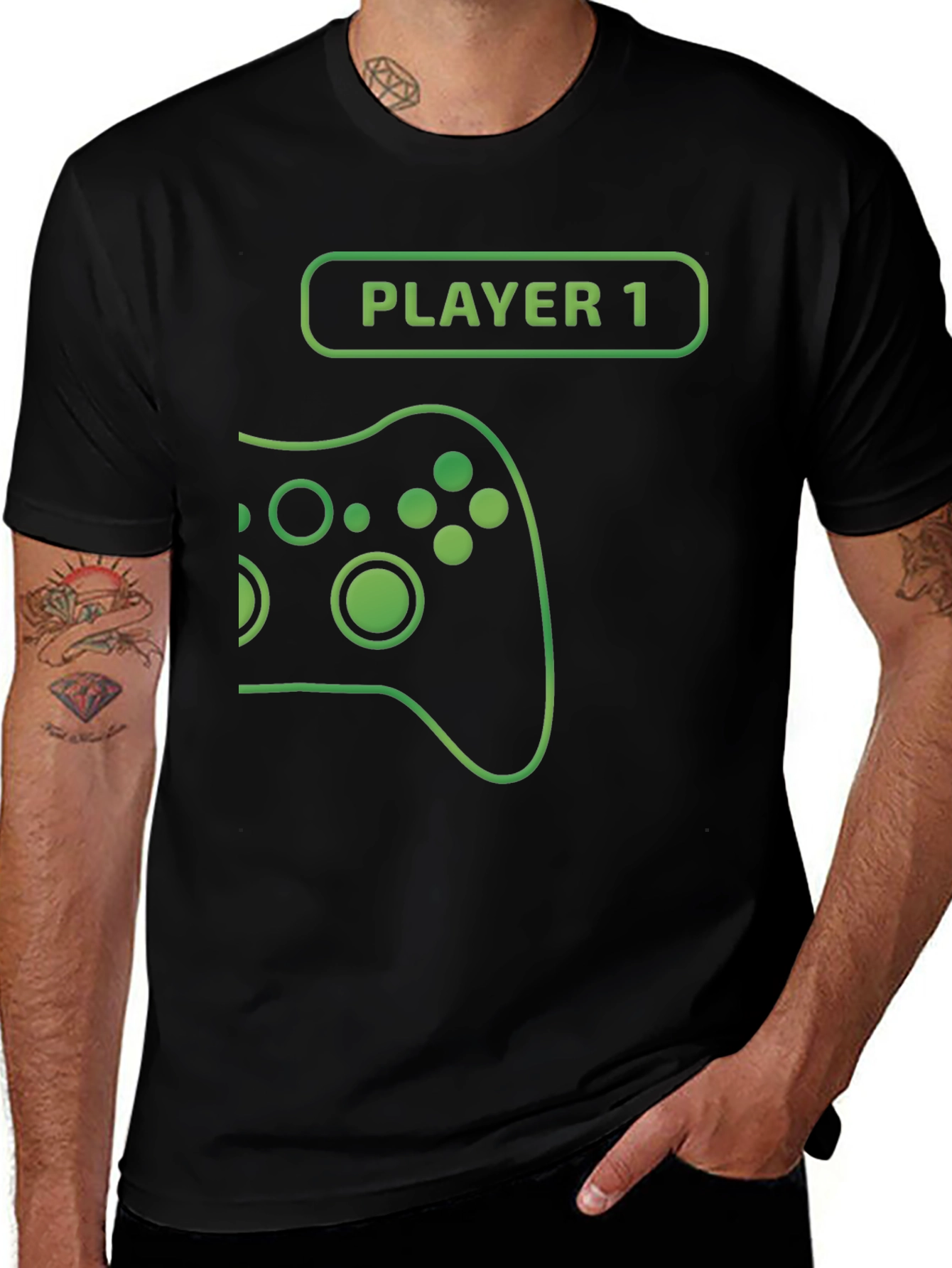 Player 1 Gamer T-Shirt - Black Cotton Gaming Tee