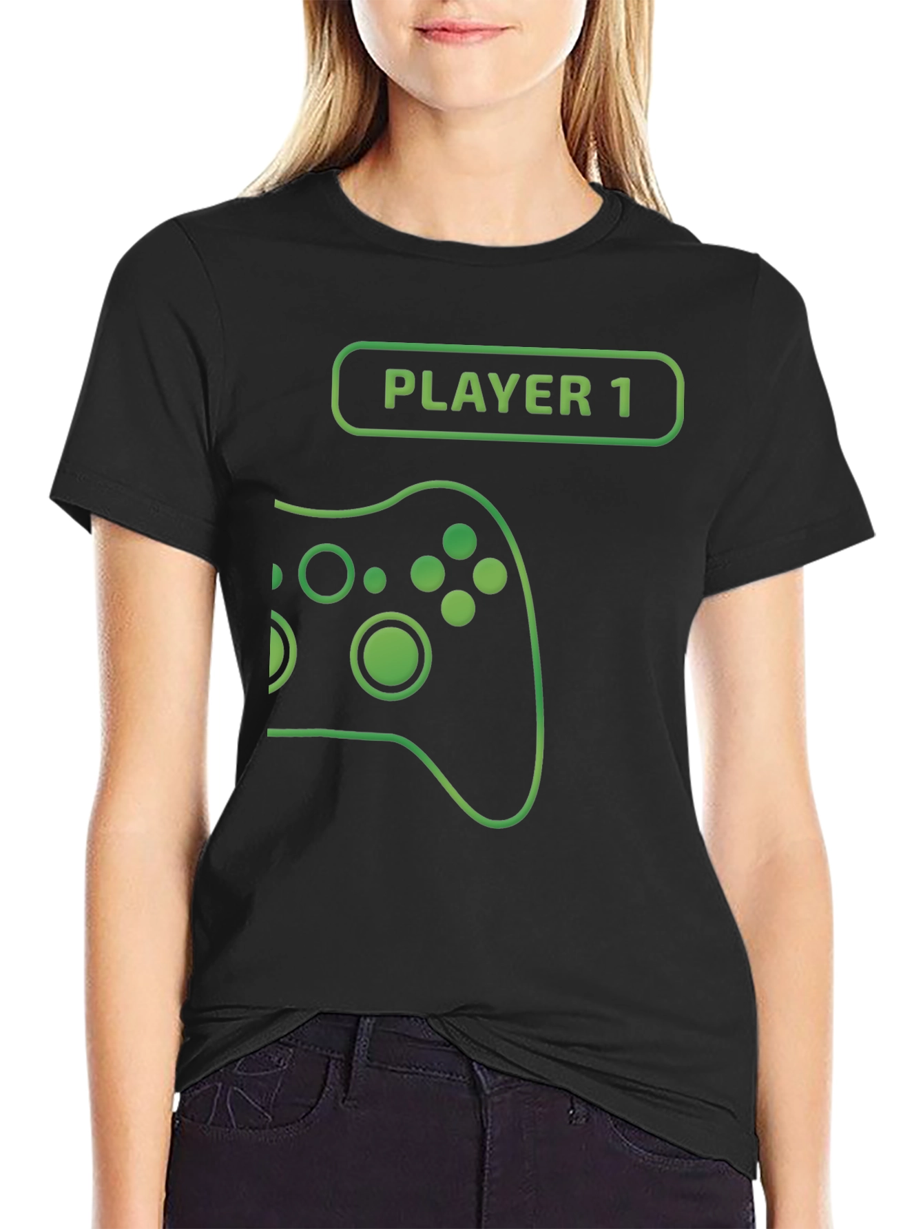 Player 1 Gamer T-Shirt - Black Cotton Gaming Tee