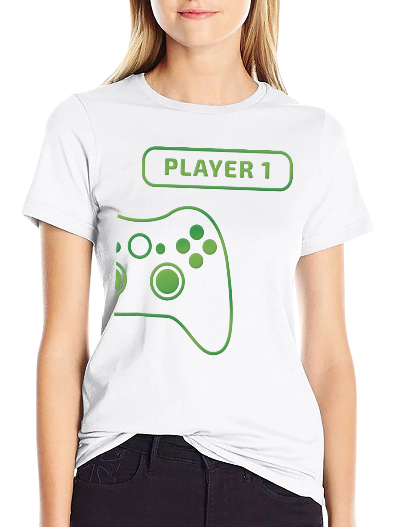 Player 1 Gamer T-Shirt - Black Cotton Gaming Tee