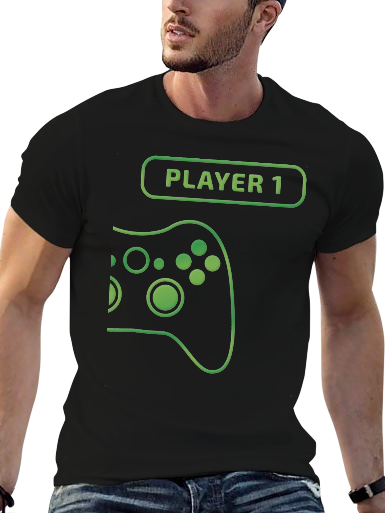 Player 1 Gamer T-Shirt - Black Cotton Gaming Tee