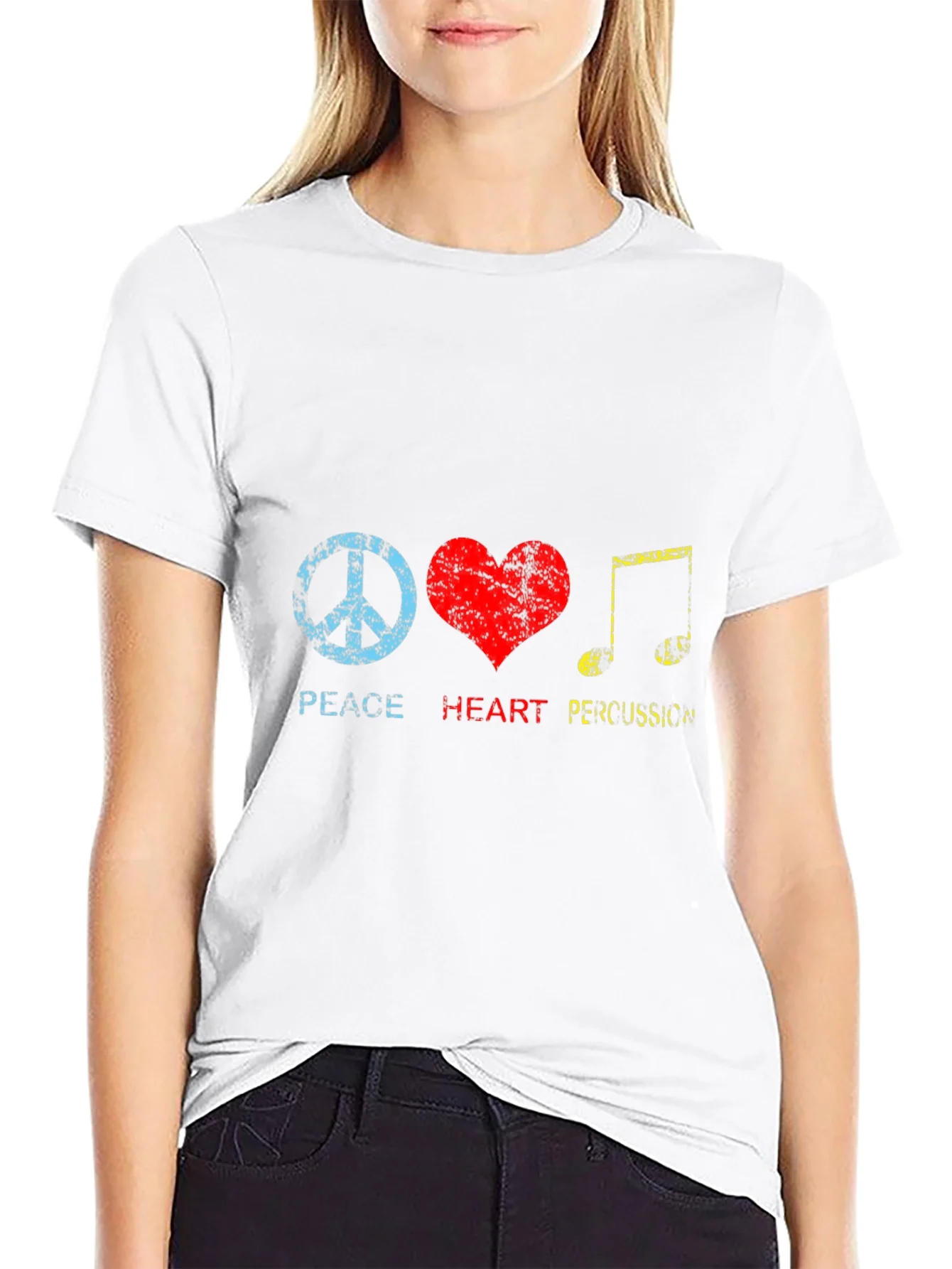 Peace Heart Percussion Black T-Shirt