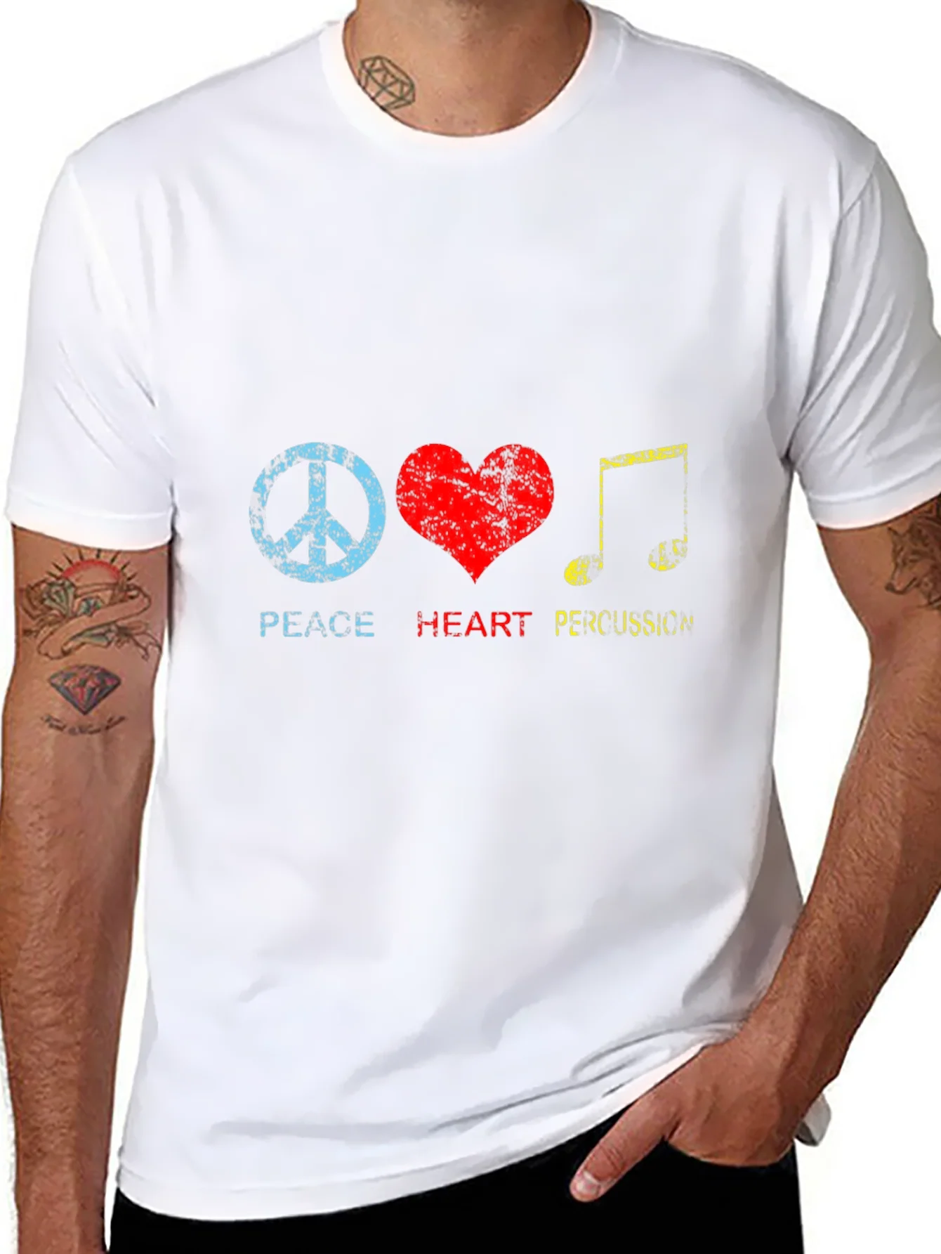 Peace Heart Percussion Black T-Shirt
