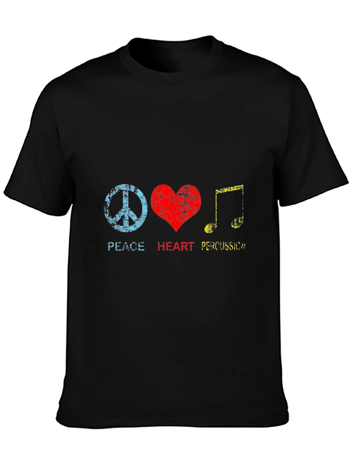 Peace Heart Percussion Black T-Shirt