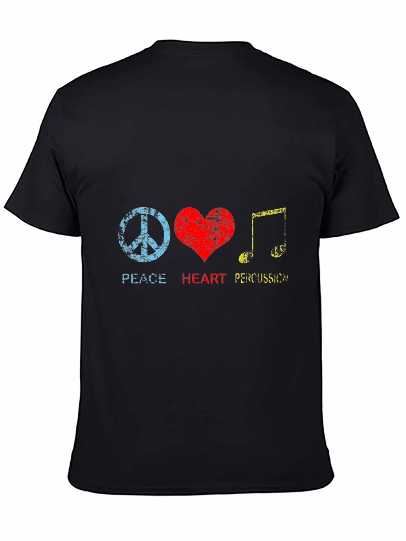 Peace Heart Percussion Black T-Shirt