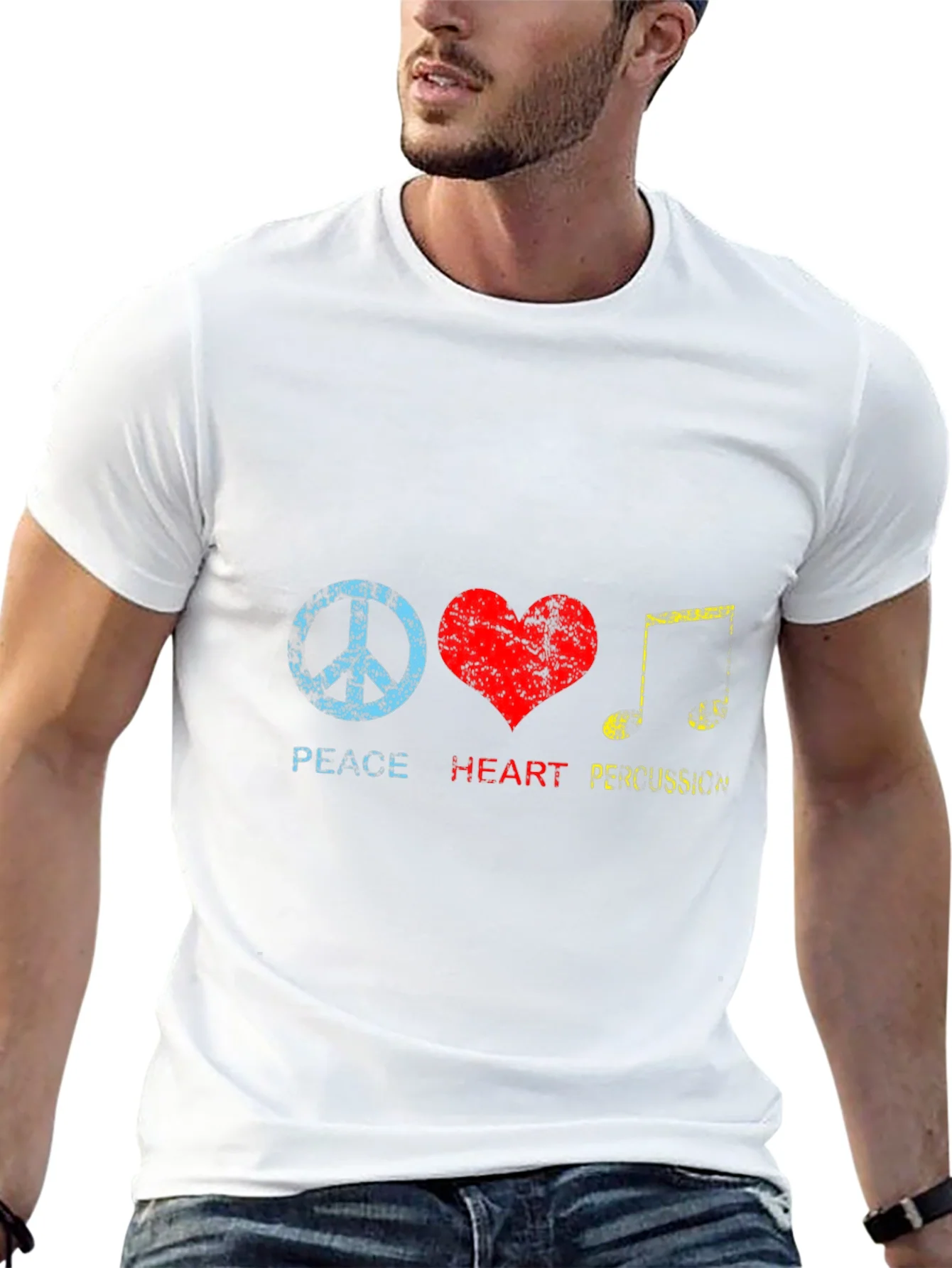 Peace Heart Percussion Black T-Shirt