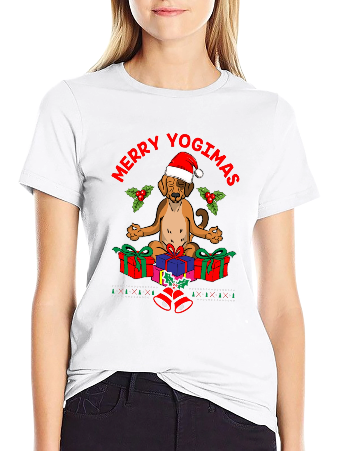 Merry Yogimas Dog T-Shirt - Holiday Yoga Gifts