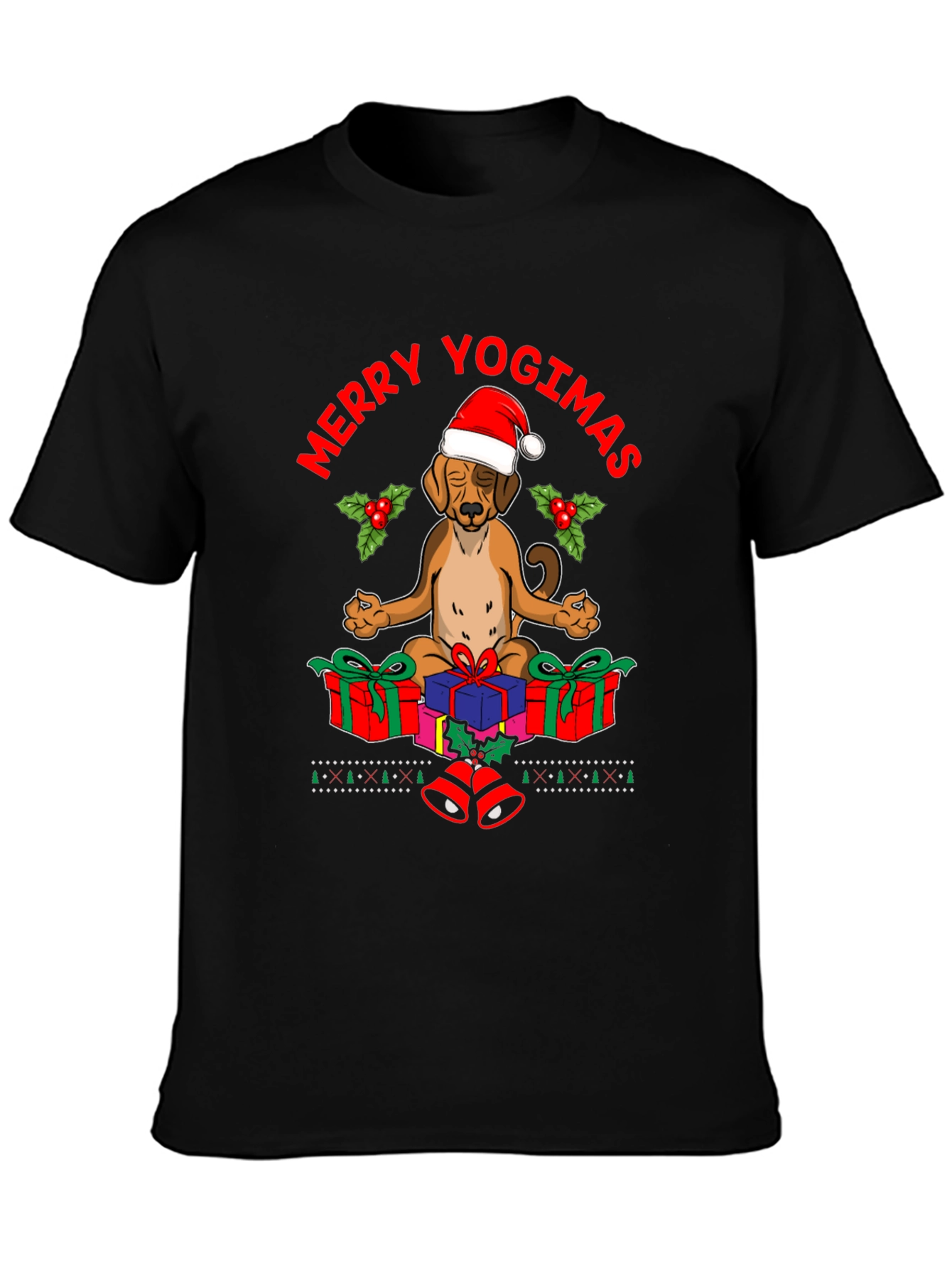 Merry Yogimas Dog T-Shirt - Holiday Yoga Gifts
