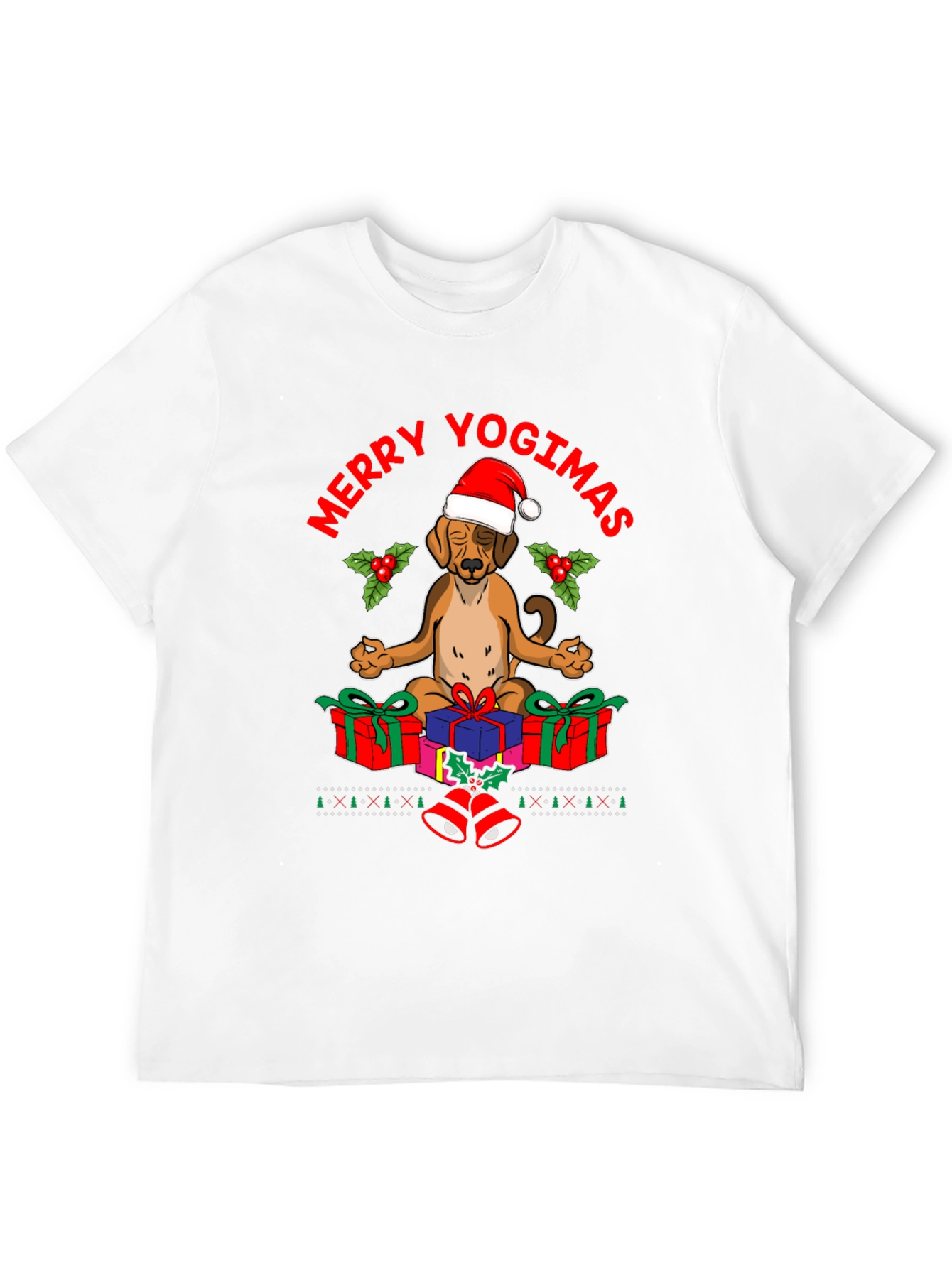 Merry Yogimas Dog T-Shirt - Holiday Yoga Gifts