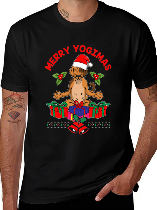 Merry Yogimas Dog T-Shirt - Holiday Yoga Gifts