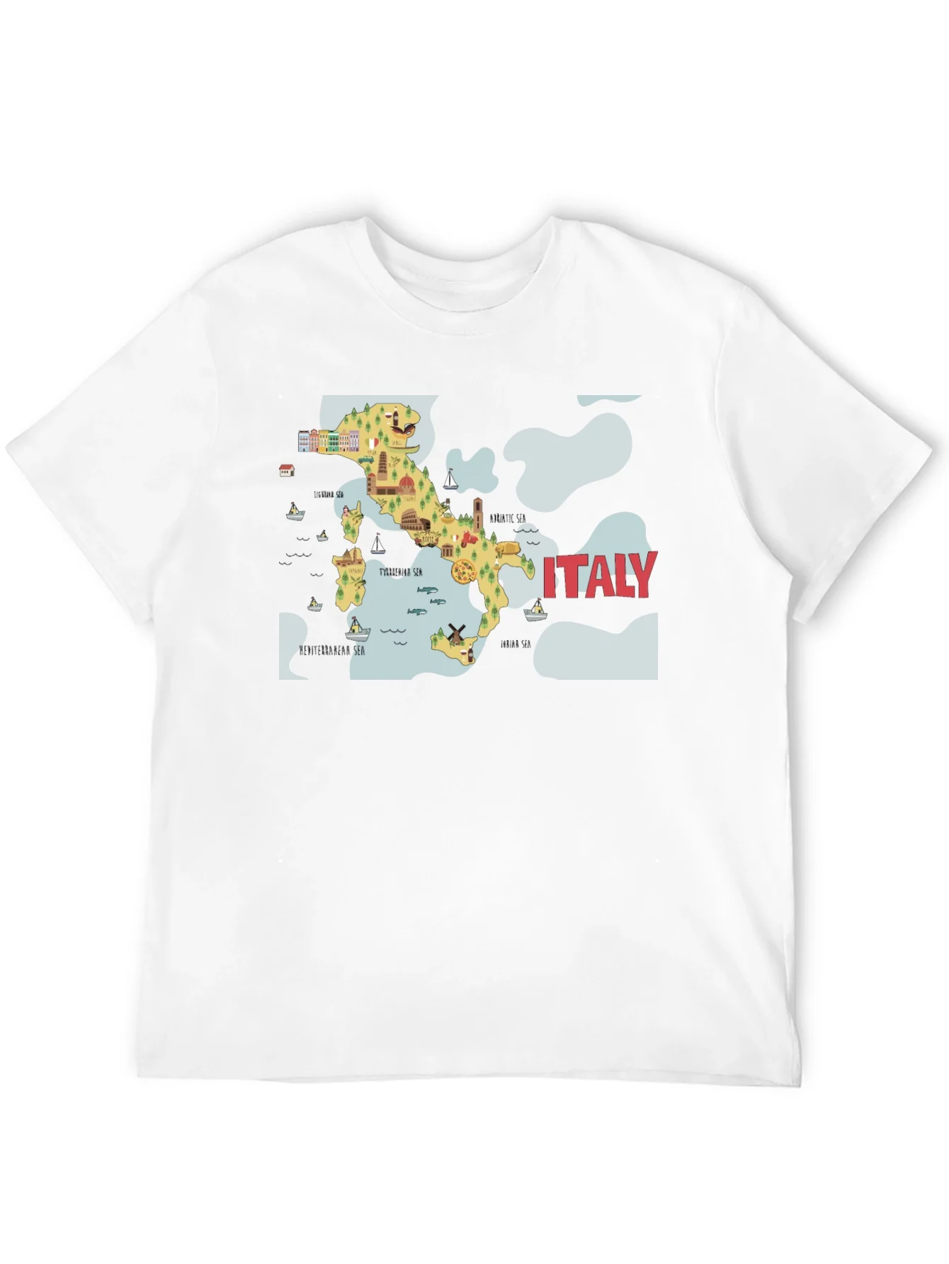 Italy Map Graphic T-Shirt - Black