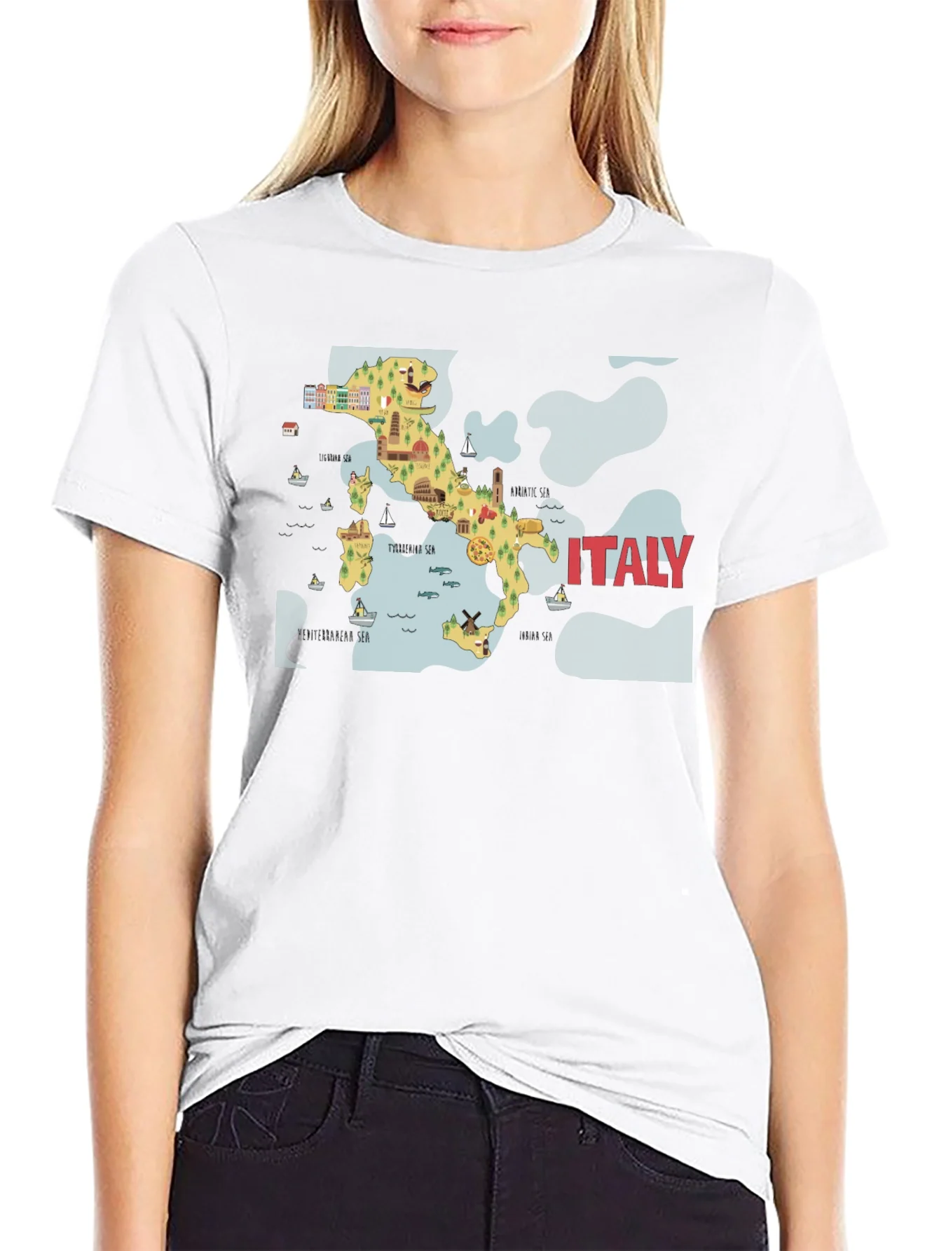 Italy Map Graphic T-Shirt - Black
